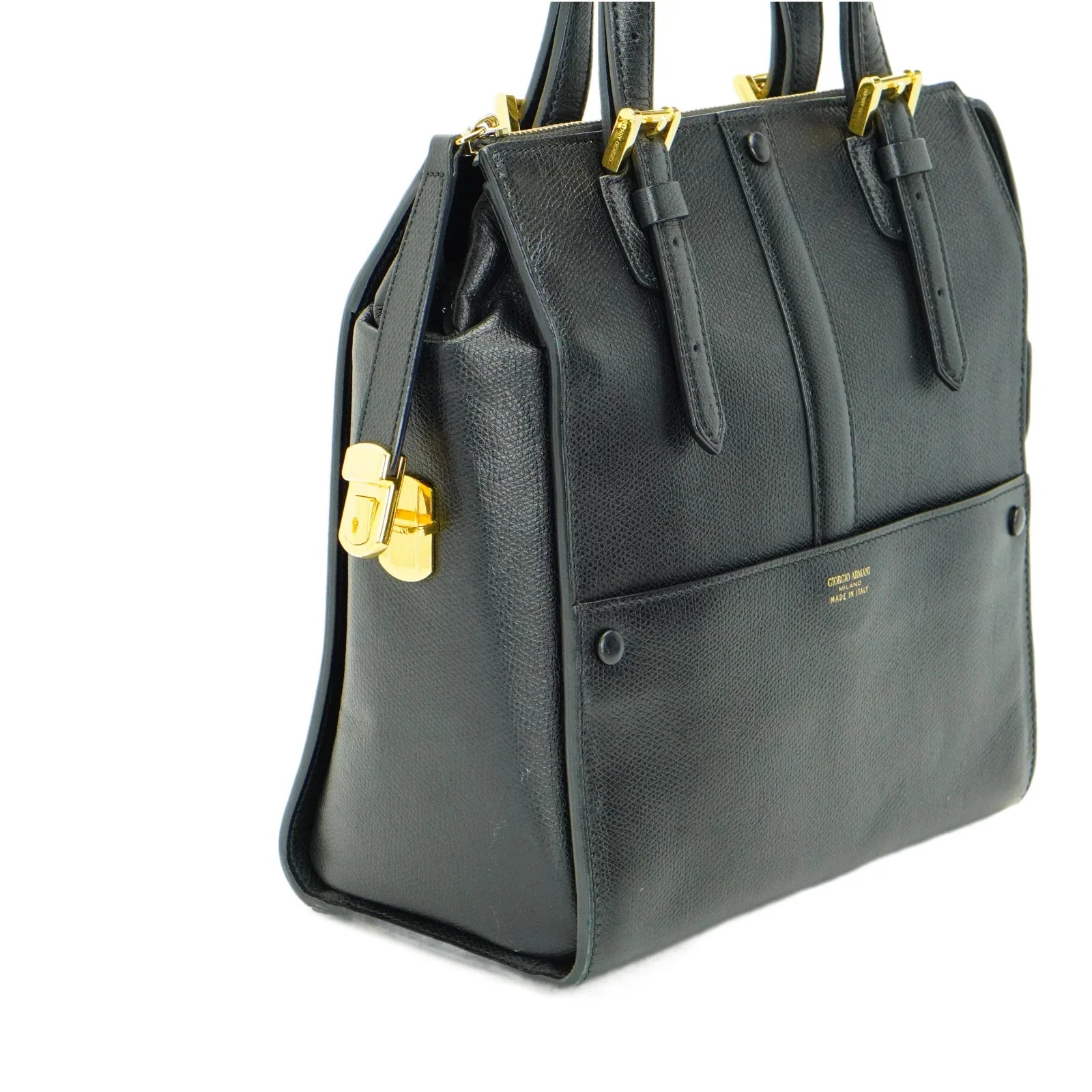 Giorgio Armani Square Leather Bag Black