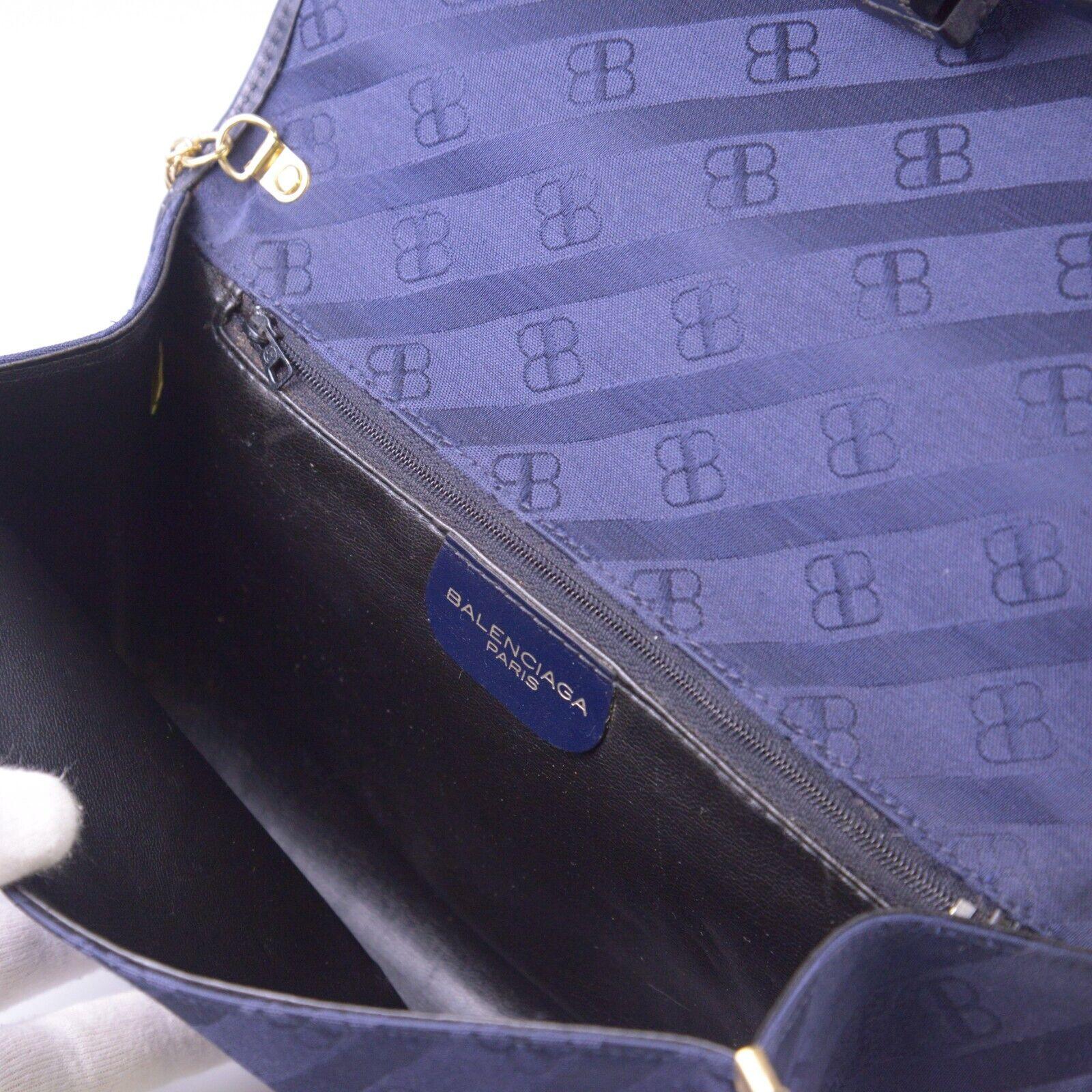 Balenciaga BB Monogram Chain Cloth Crossbody Bag Blue