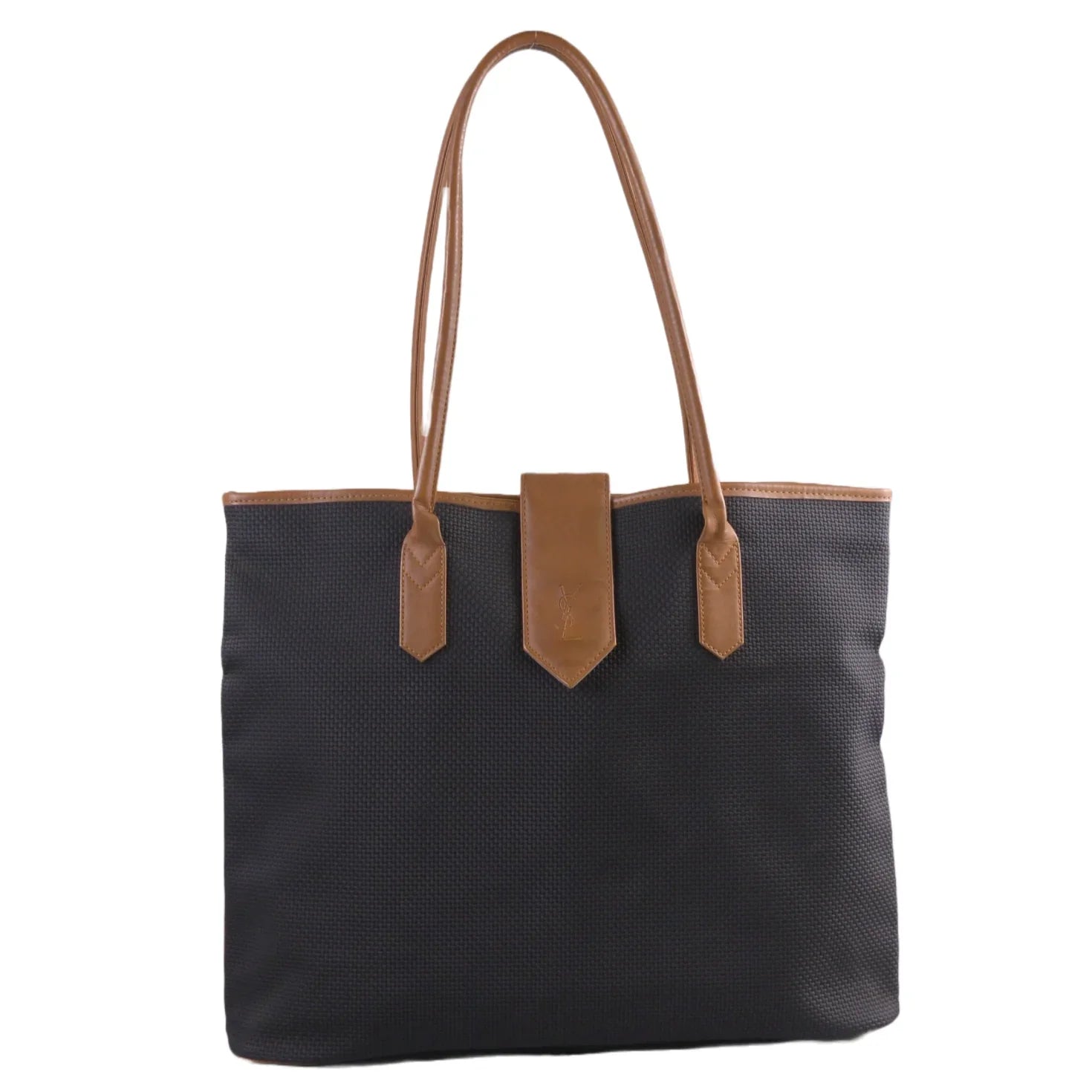 YSL Yves Saint Laurent Leather x Canvas Large Tote