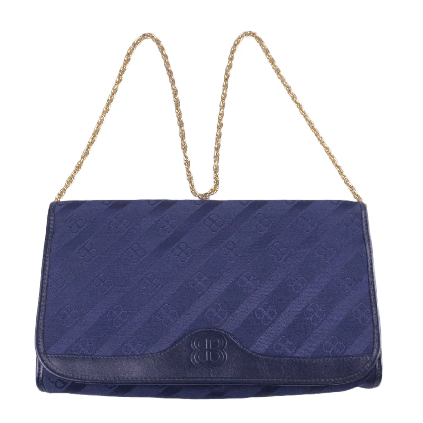 Balenciaga BB Monogram Chain Cloth Crossbody Bag Blue