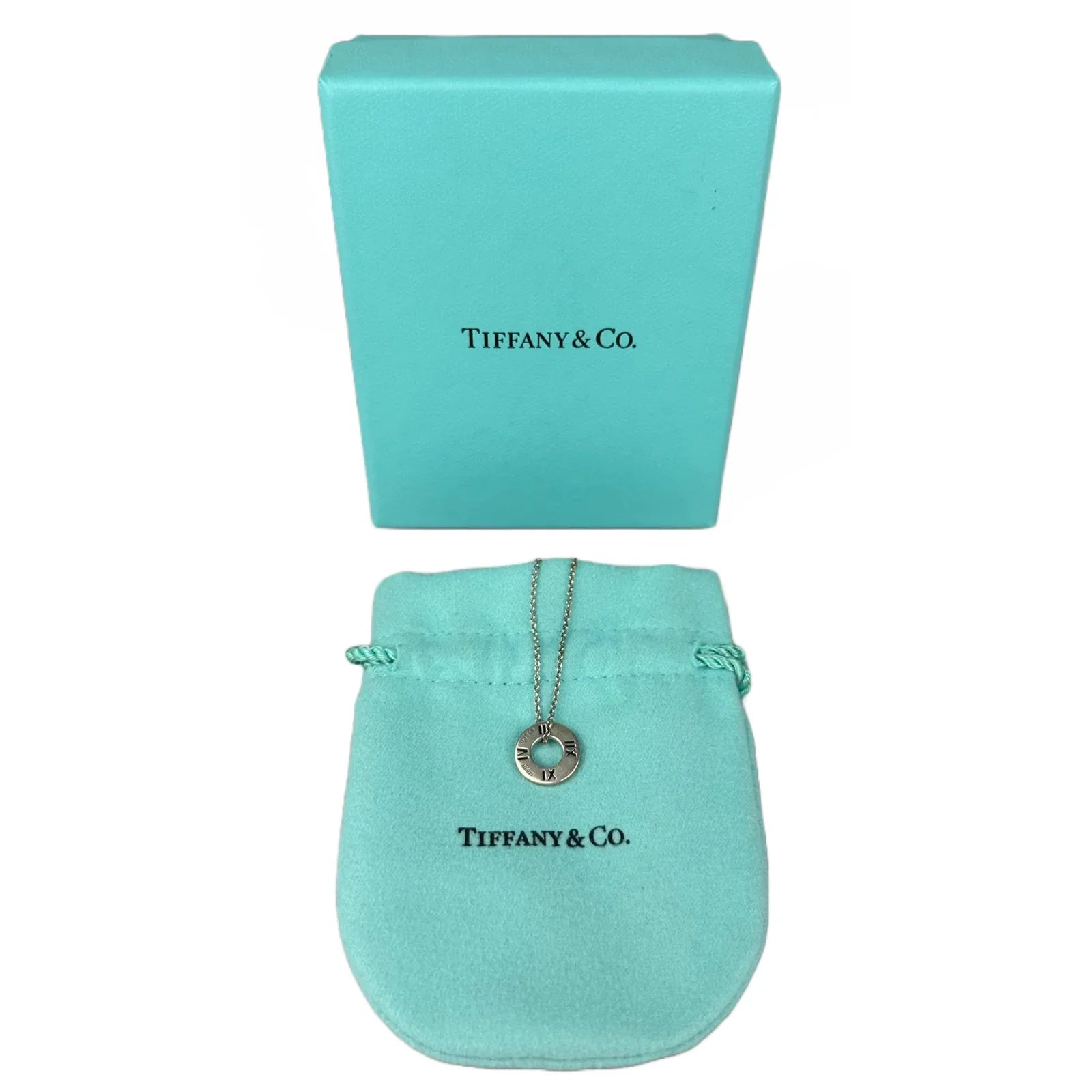 Tiffany & Co Round Atlas Medallion Pendant Necklace Sterling Silver