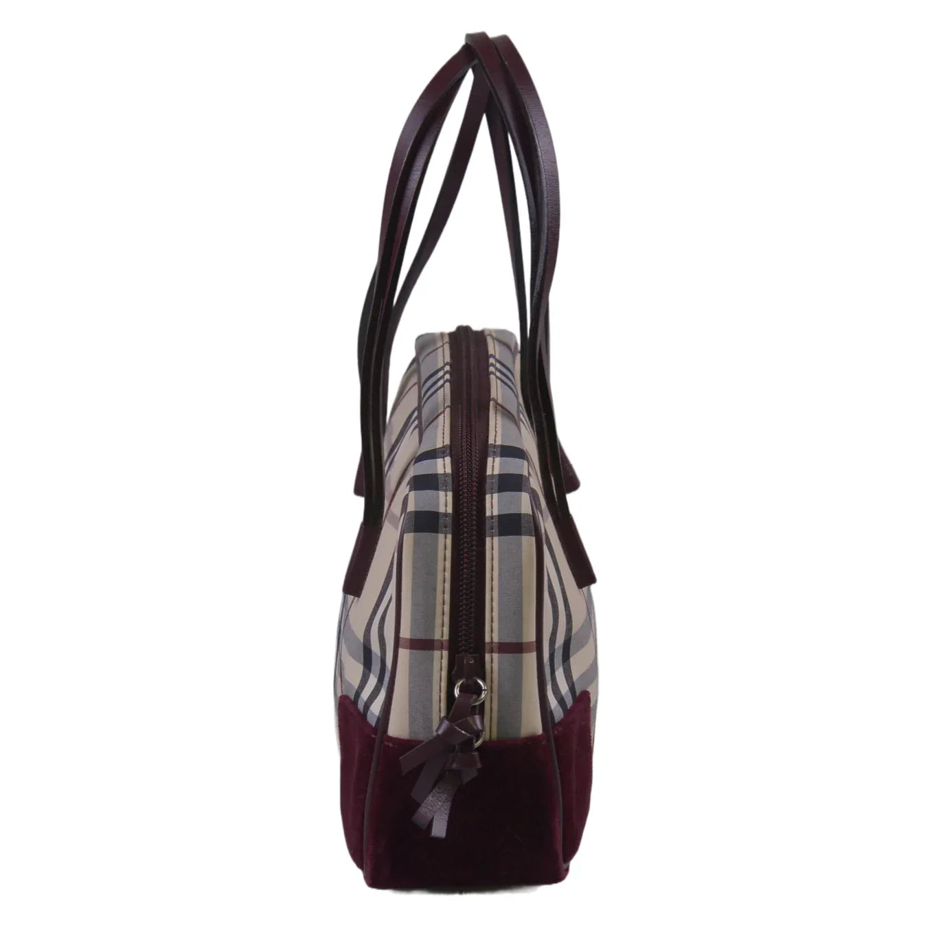 Burberry Checked Cotton X Canvas Boston Bag