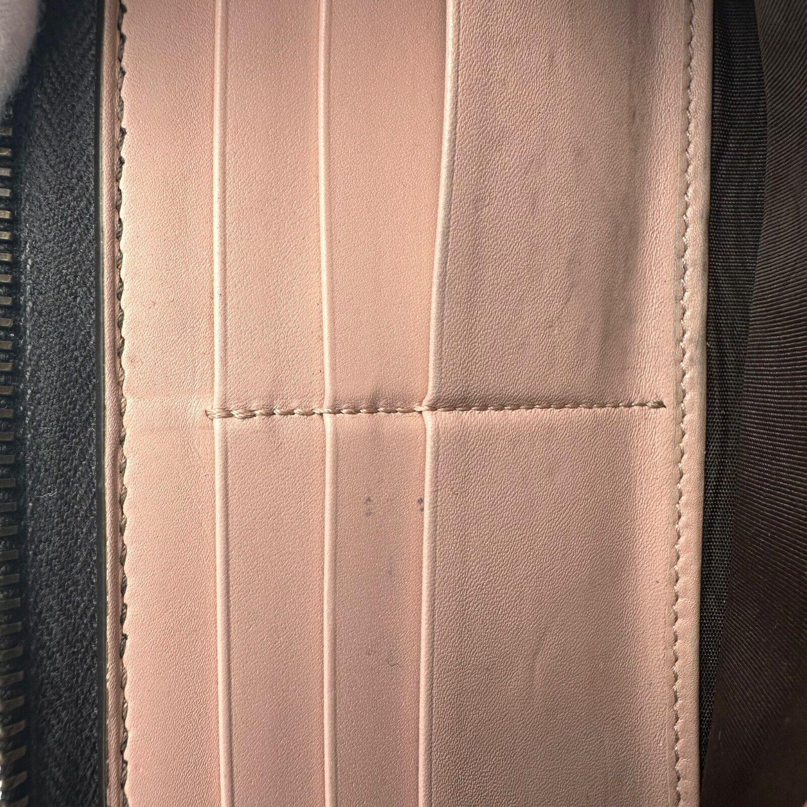 Gucci GG Marmont Zip-Around Long Wallet Black Matelassé Chevron Leather