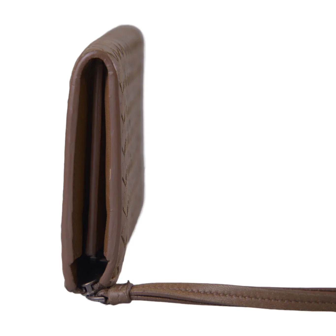 Bottega Veneta Intrecciato L-Shaped Long Wallet, Brown