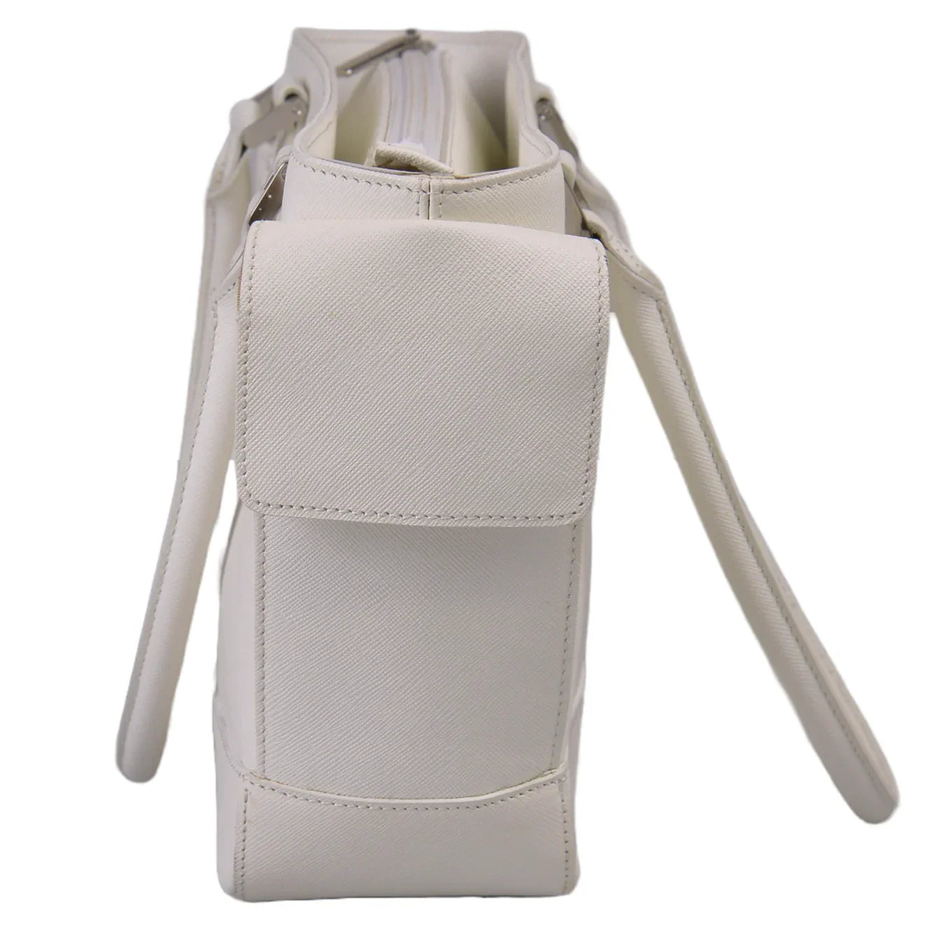 Burberry Handbag, White Coated Canvas