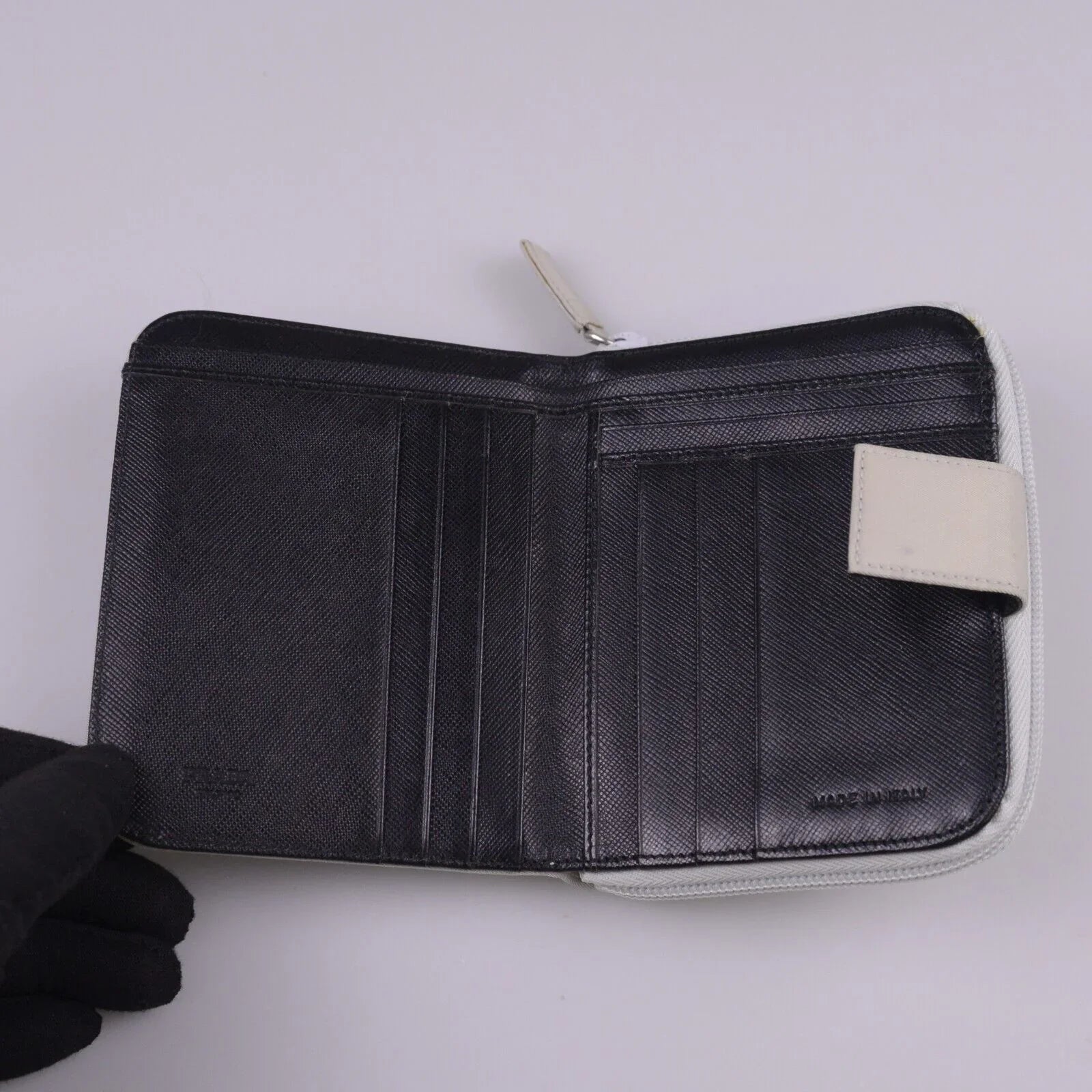 Prada Tessuto Nylon Zip Fold Wallet Grey