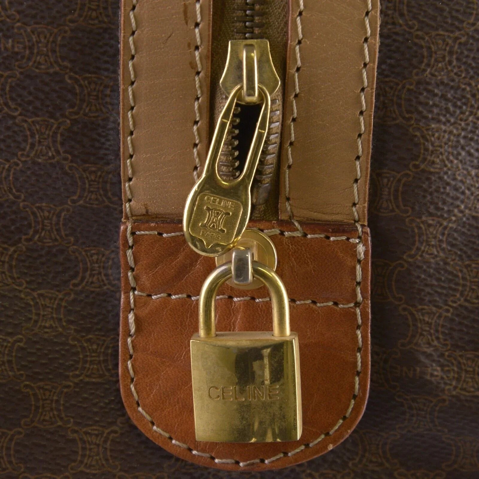 Celine Macadam Travel Boston Bag Brown