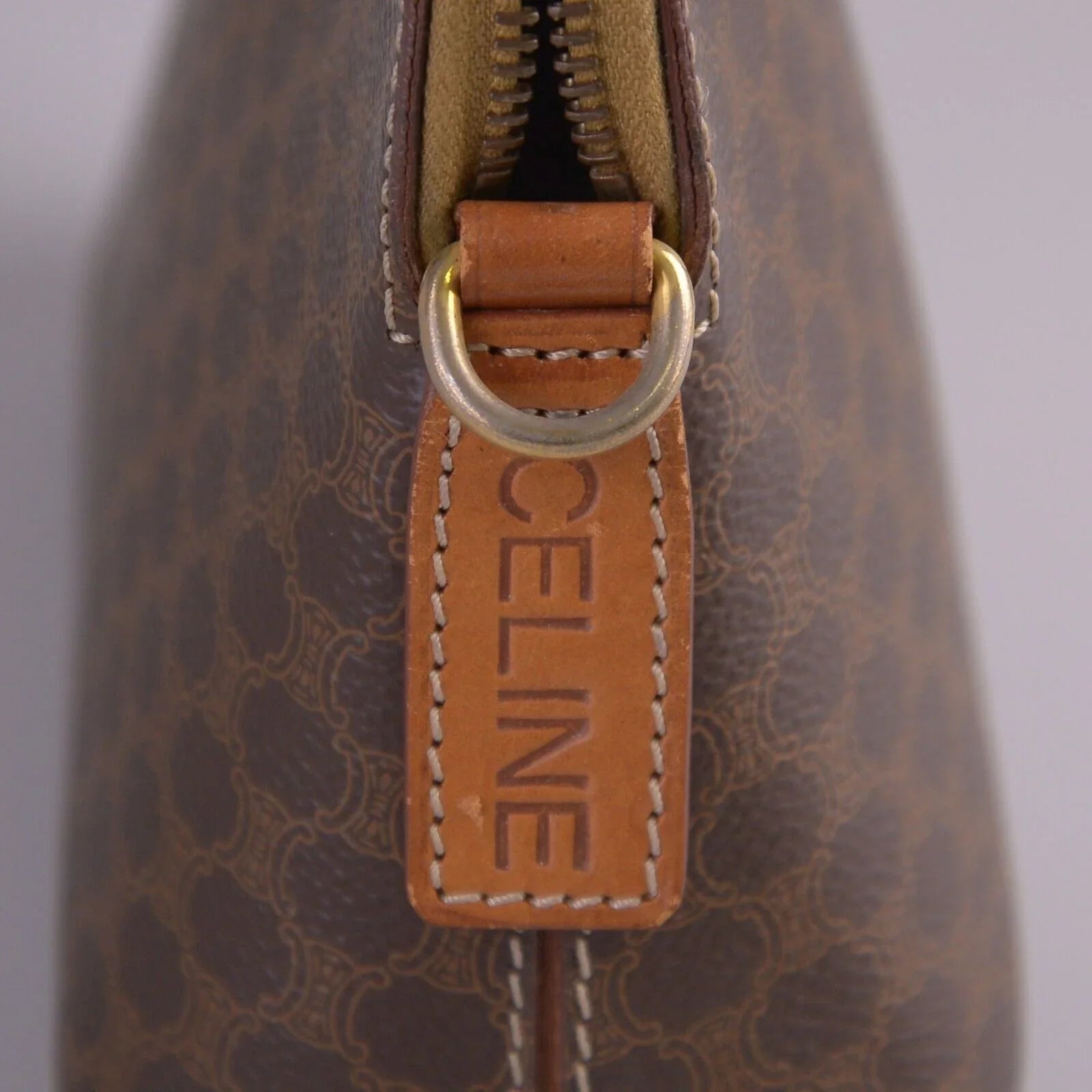 Celine Macadam Monogram Mini Leather Bag Brown