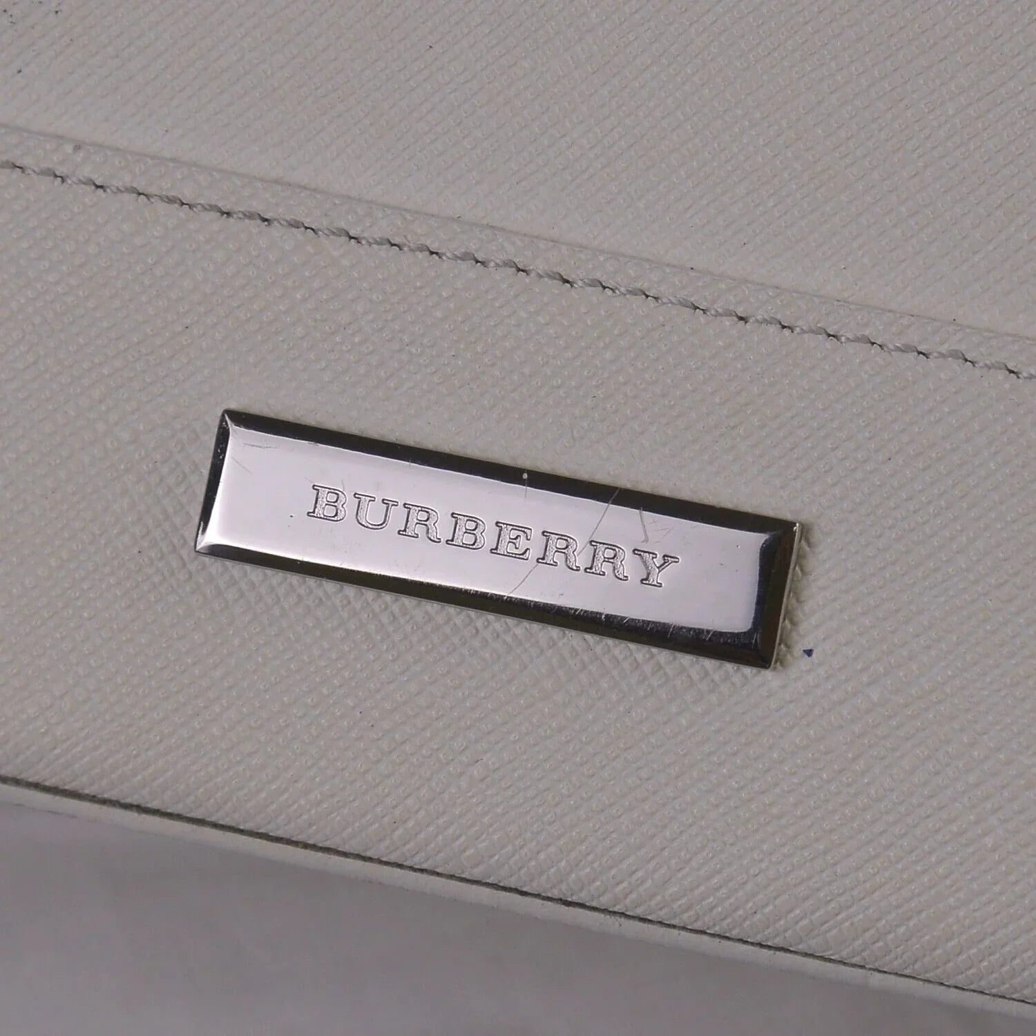 Burberry Handbag, White Coated Canvas