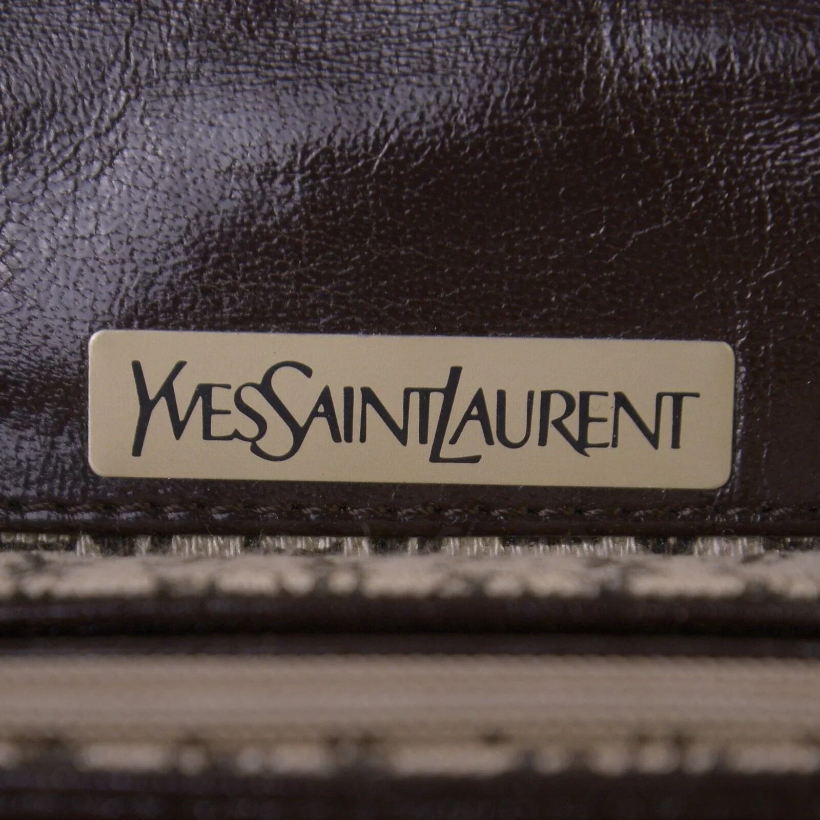 YSL Yves Saint Laurent Leather Clutch Bag Brown