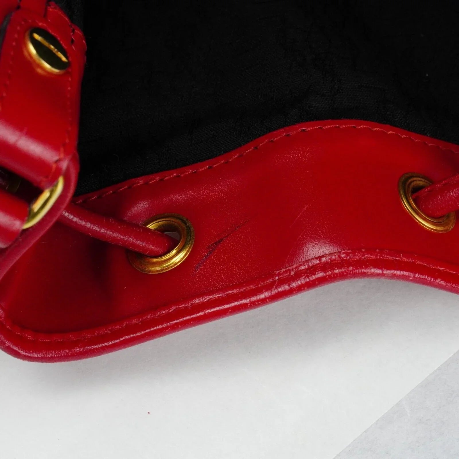 Yves Saint Laurent YSL Noe Canvas Bucket Drawstring Bag Red - Lost Designer