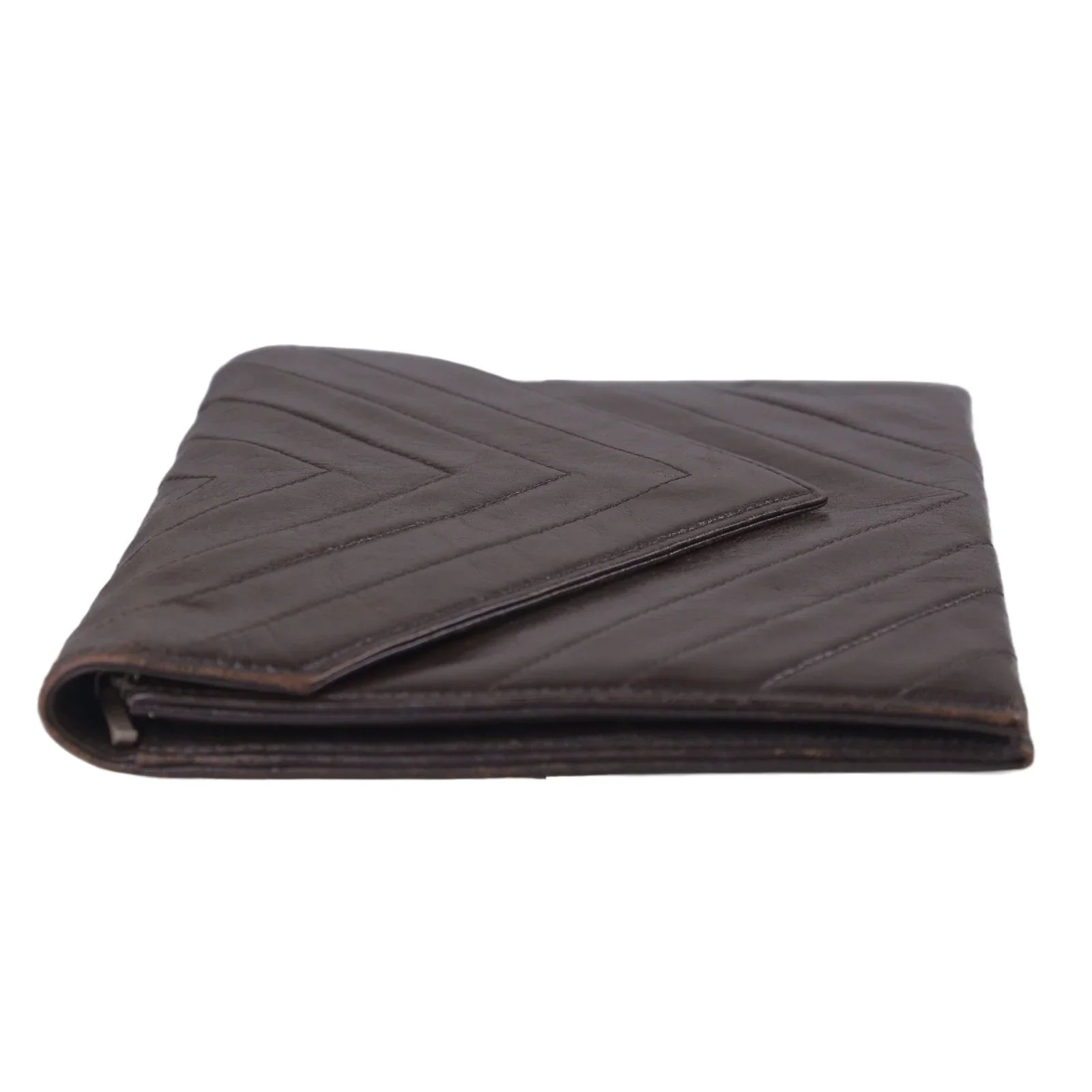 YSL Yves Saint Laurent Leather Clutch Bag Brown