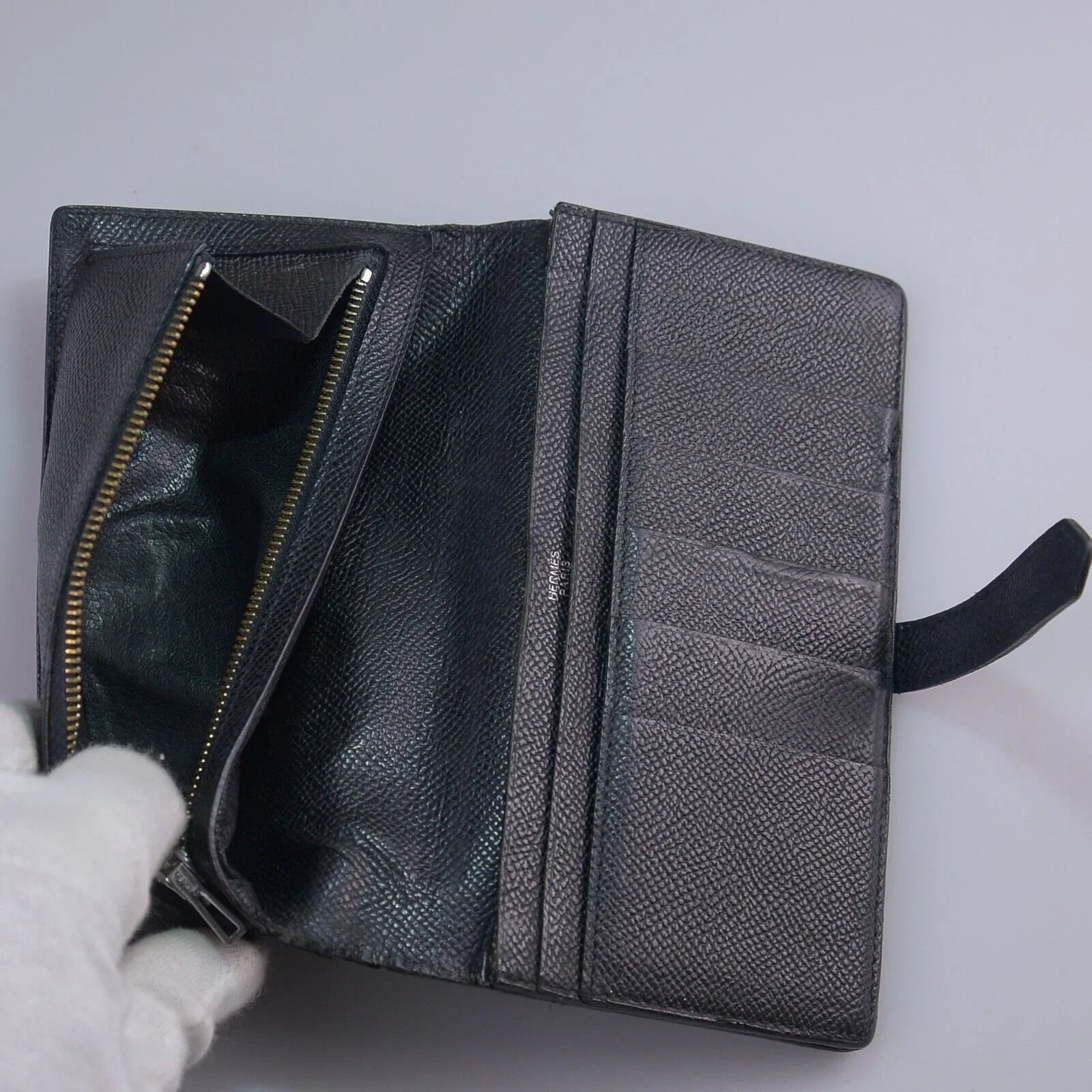 Hermes Bearn Gusset Long Wallet Black