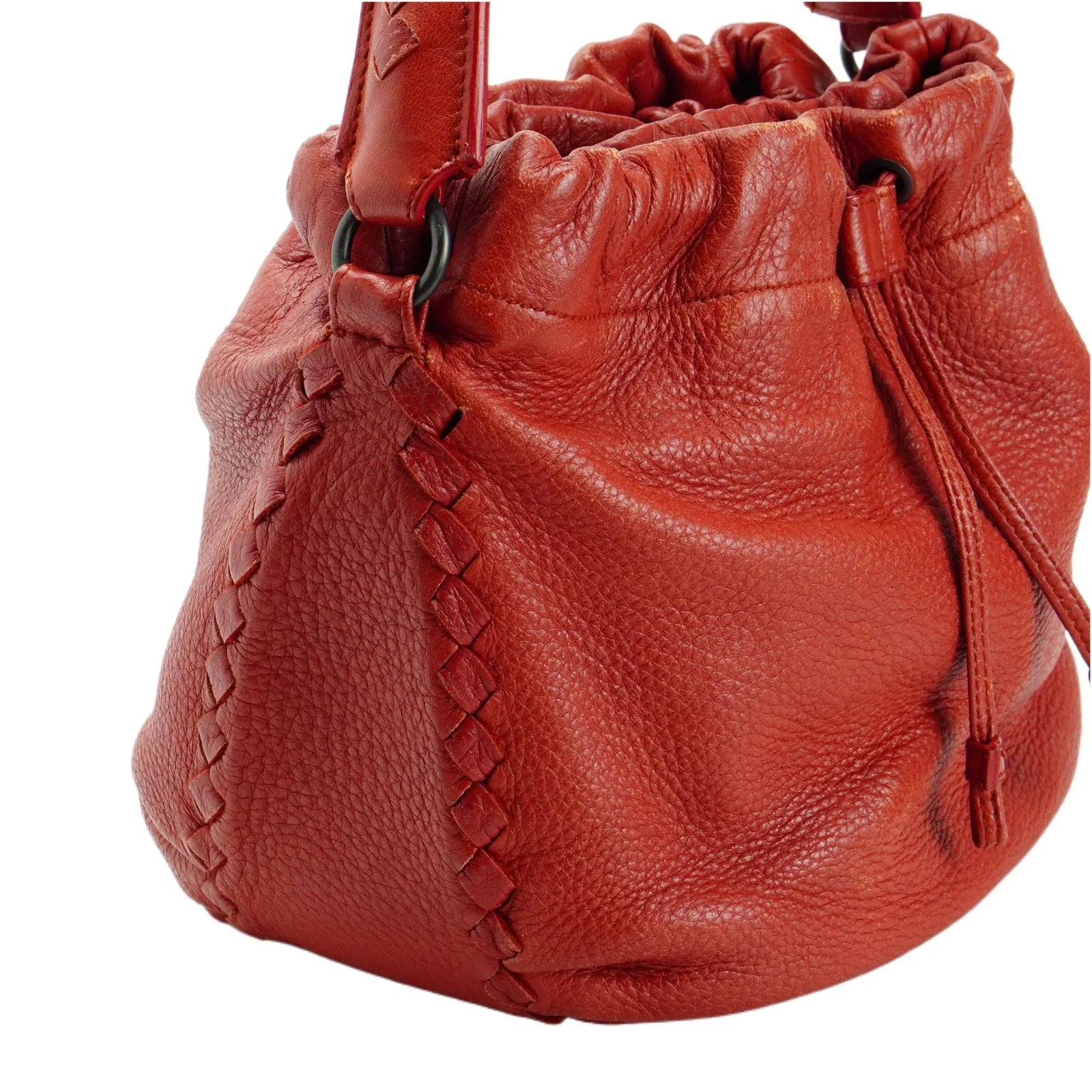 Bottega Veneta Double Drawstring Handbag Red