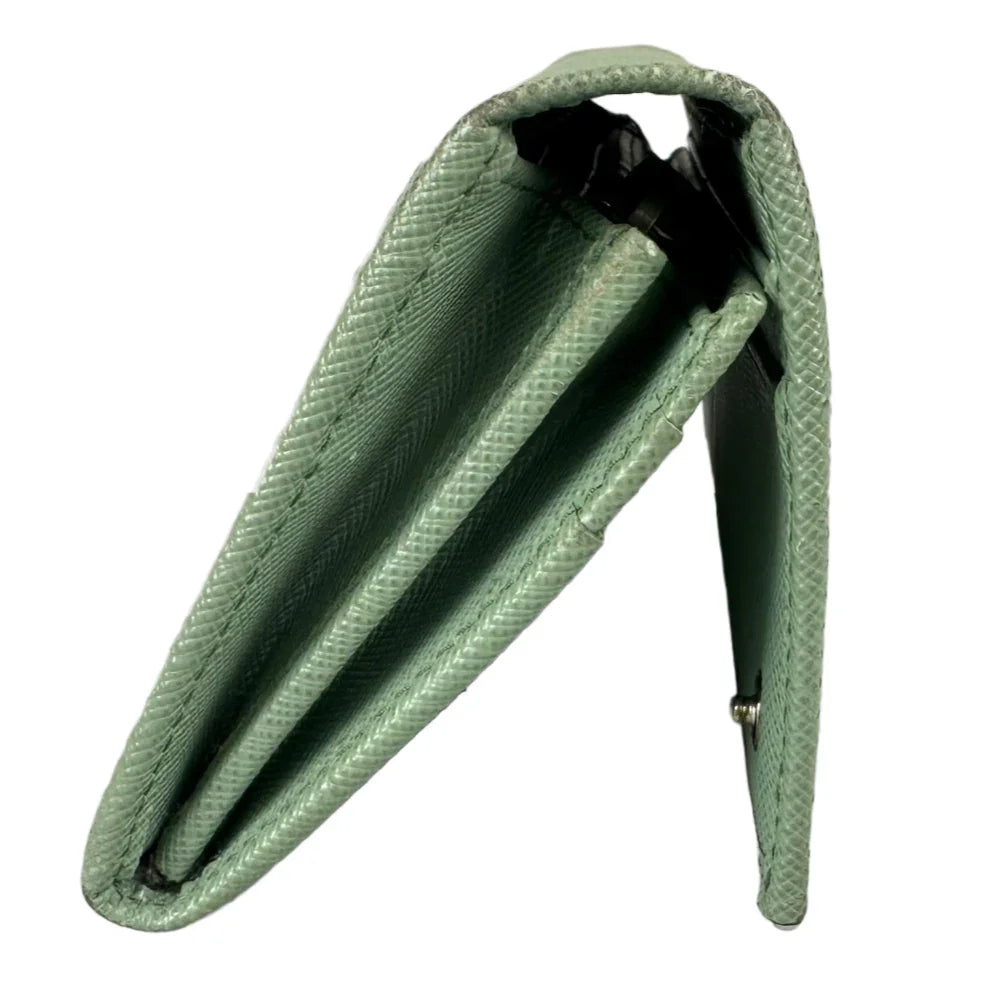 Prada Saffiano Metal Acquamarina Long Folio Leather Wallet