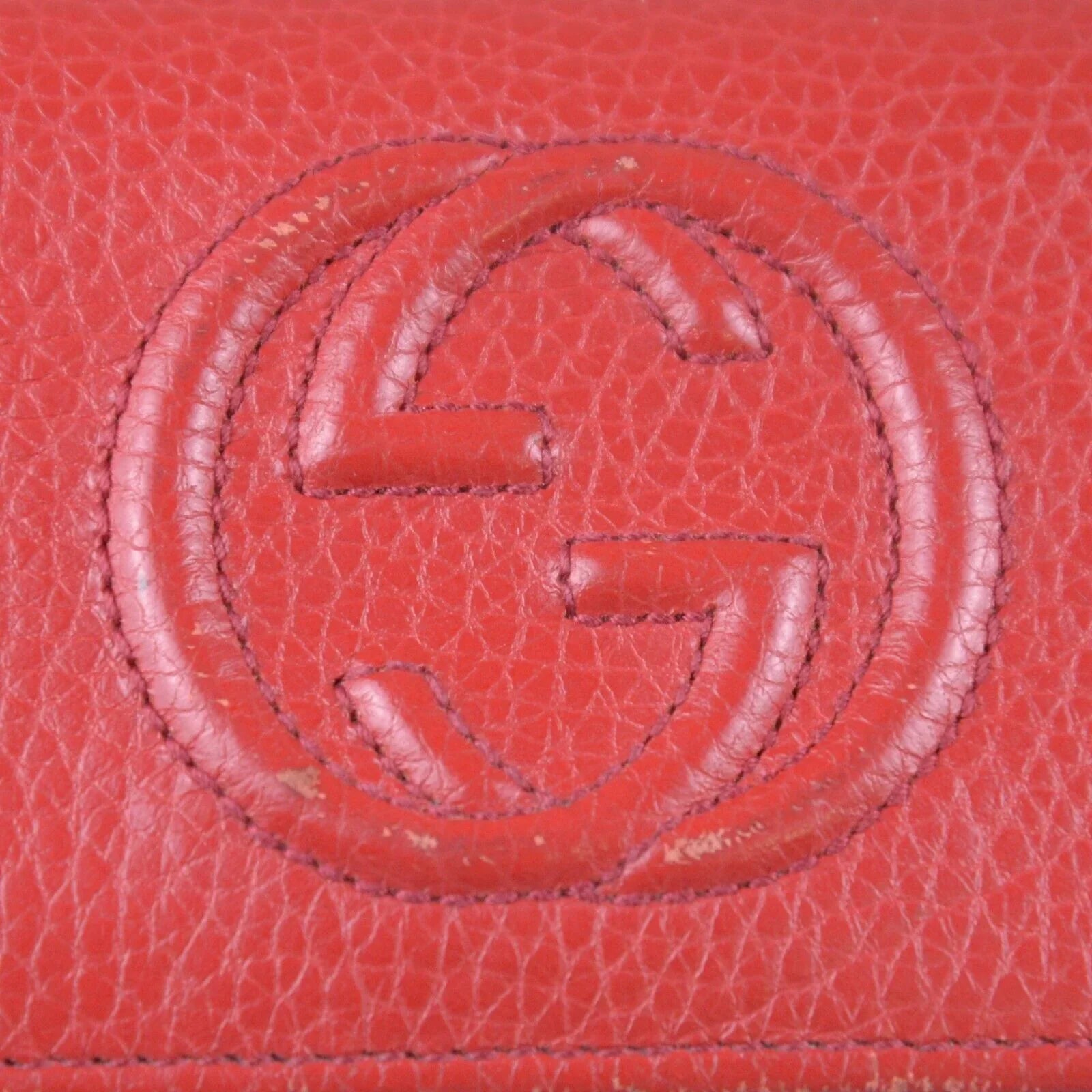 Gucci Soho Pebbled Calfskin Long Continental Wallet Red