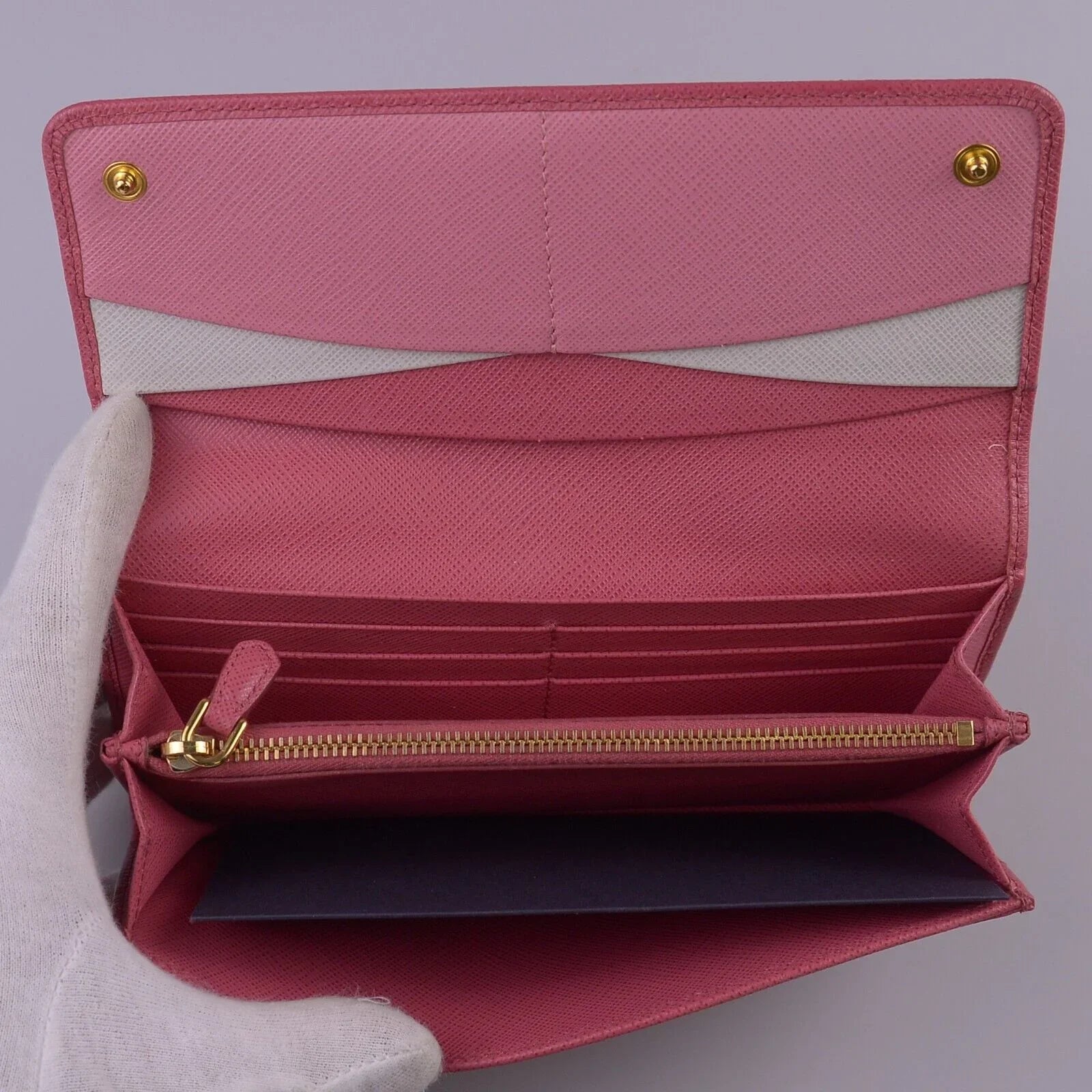 Prada Saffiano Leather Long Wallet and Card Holder Pink