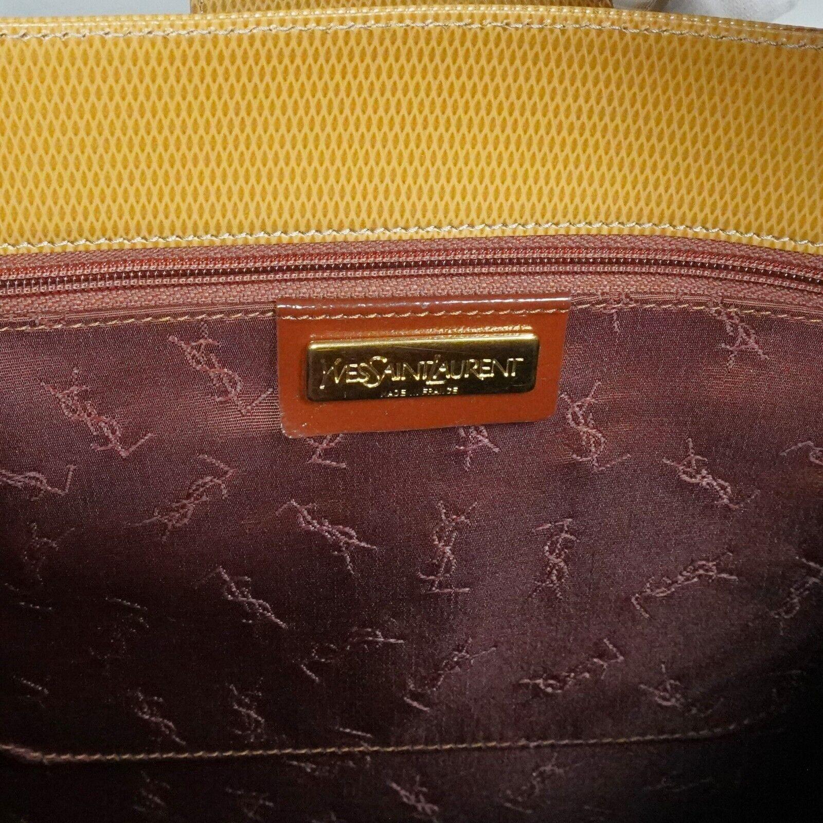 Yves Saint Laurent Lizard Embossed Leather Shoulder Bag Amber