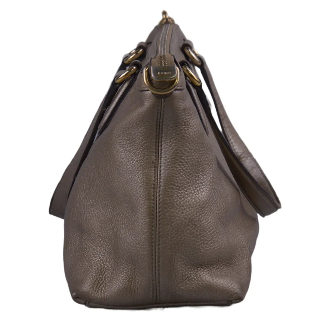 Gucci Interlocking GG Soho Working Tote Bag, Metallic Champagne