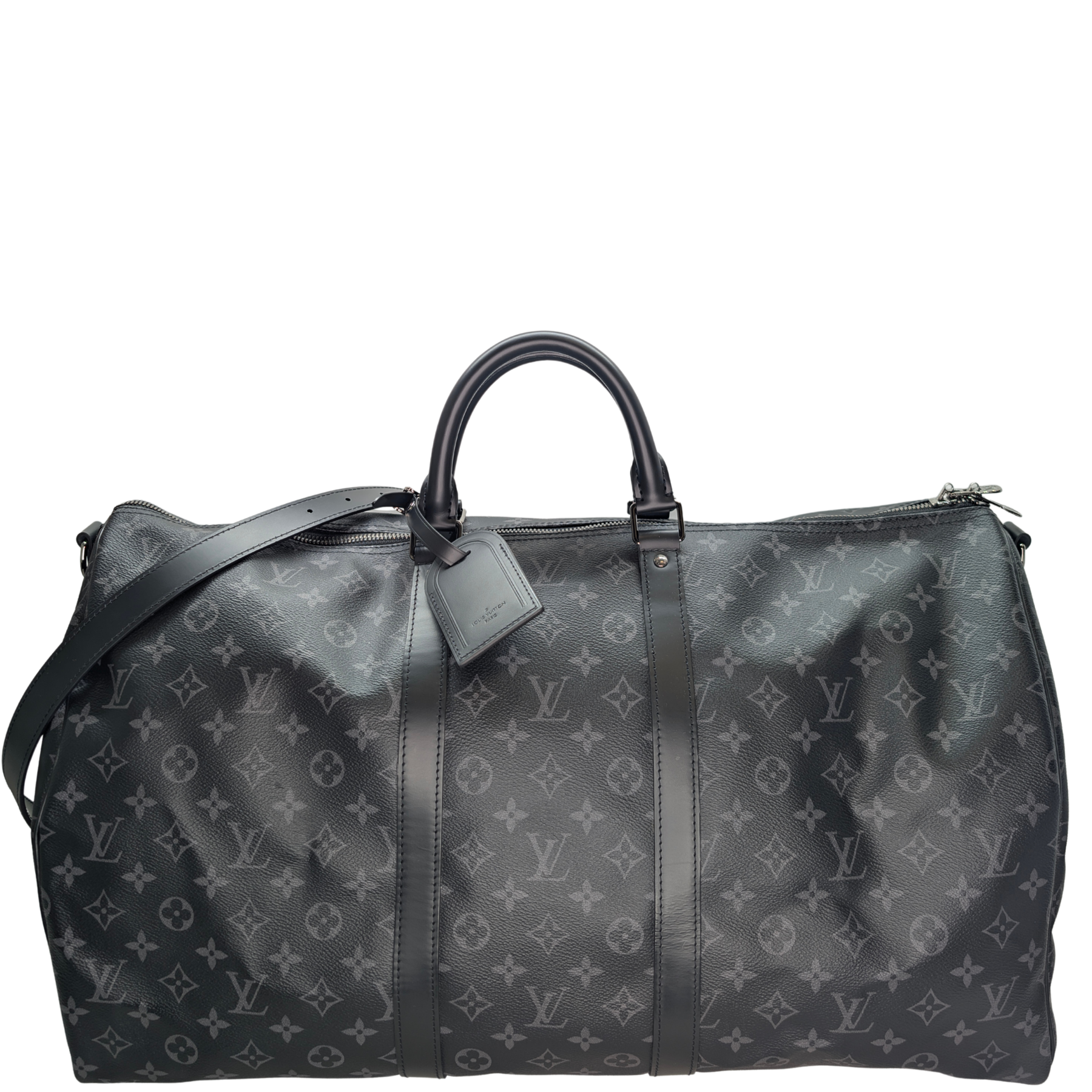 Second-Hand Louis Vuitton Men's Bags – Louis Vuitton Keepall Bandoulière 55 Monogram Eclipse Charcoal Black