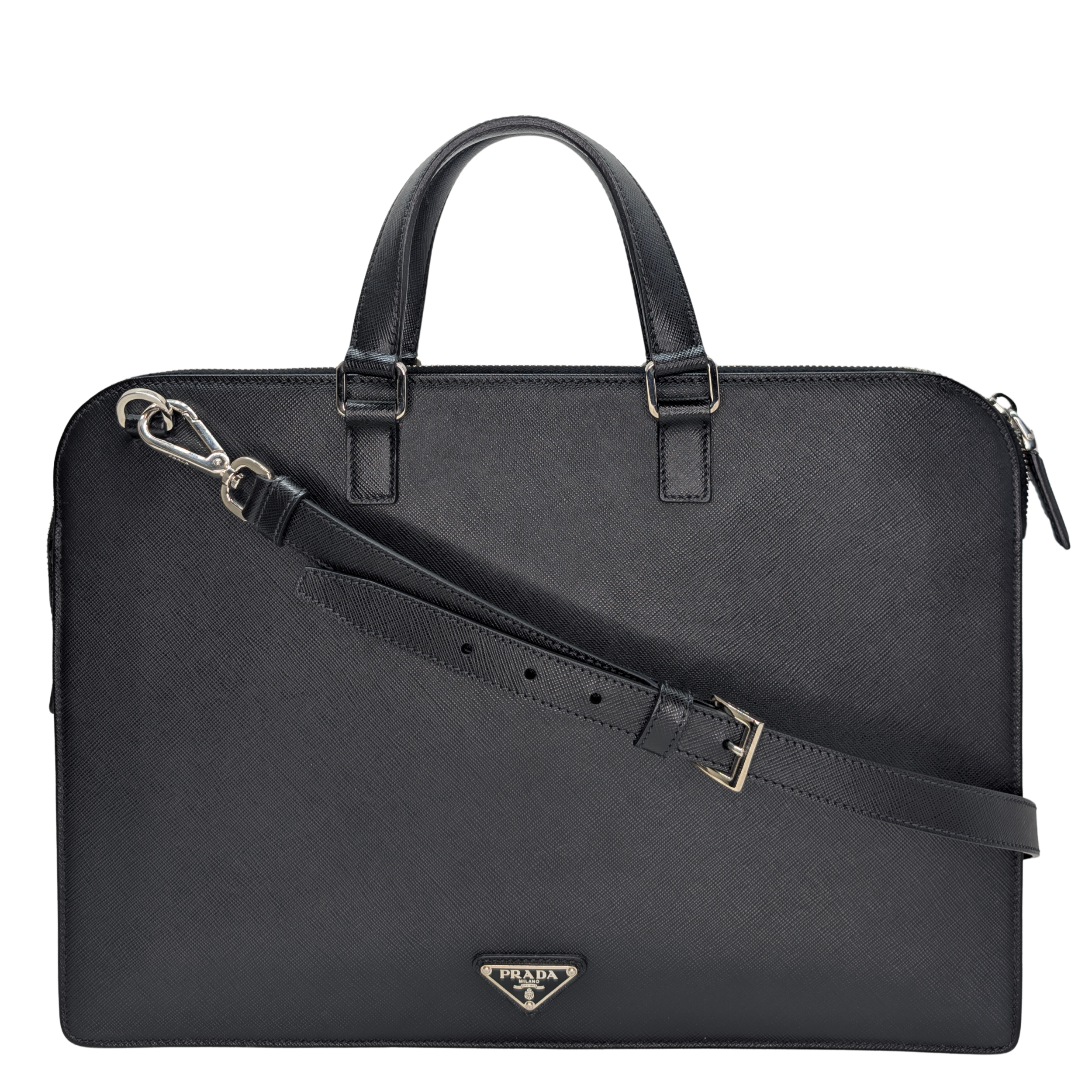 Second-hand Prada Saffiano leather travel briefcase