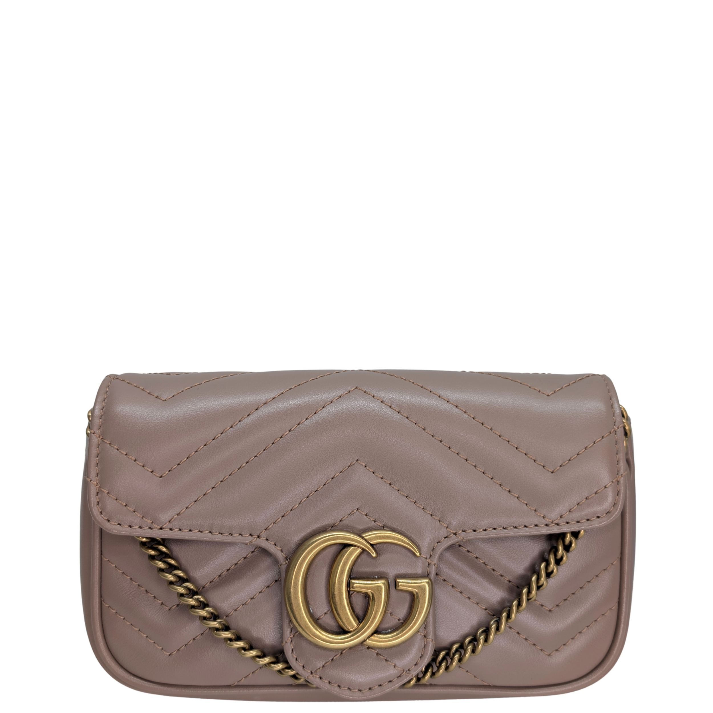 Gucci GG Marmont Matelasse Super Mini Shoulder Bag Taupe