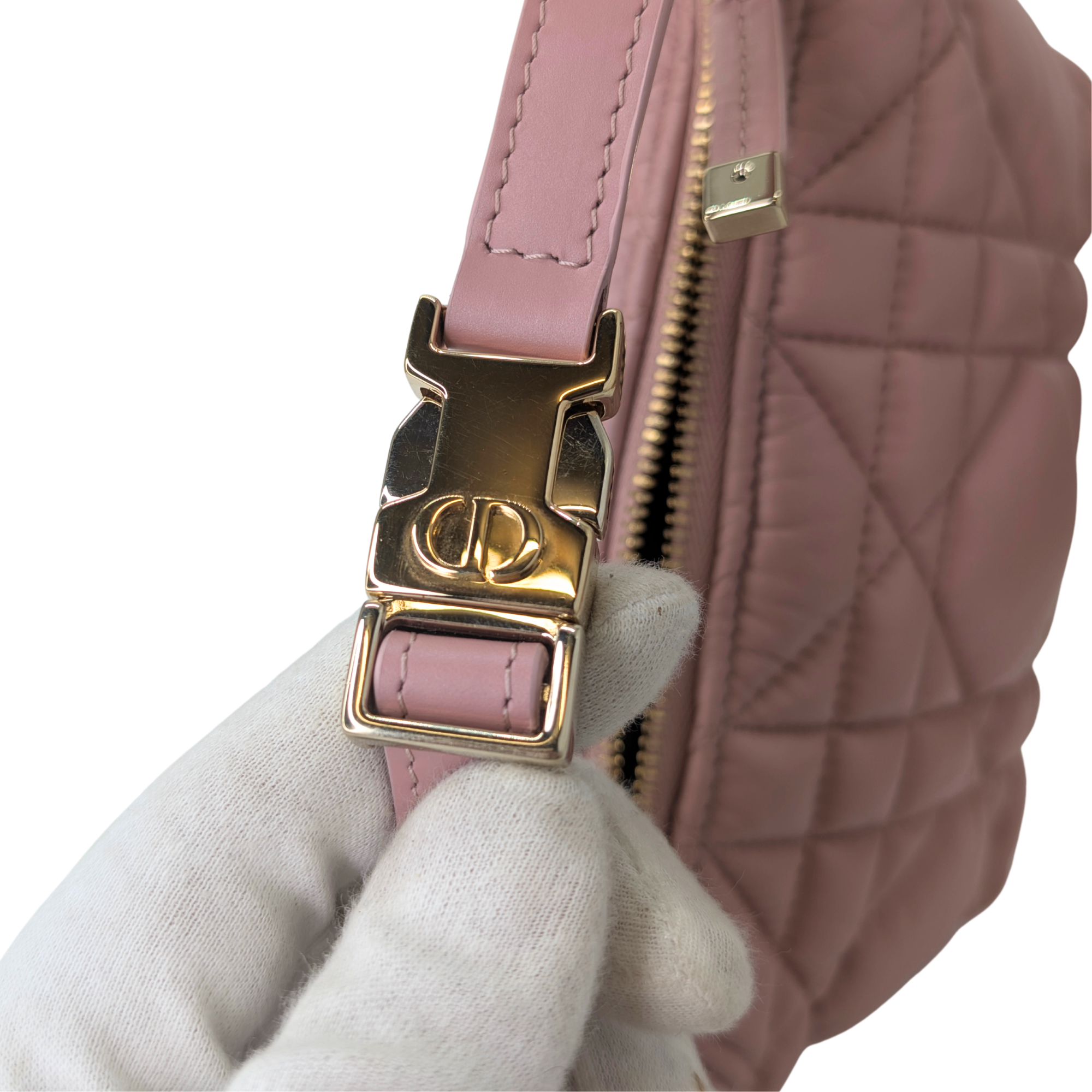 Dior Macrocannage Nomad Travel Pouch Bag Calfskin Pink