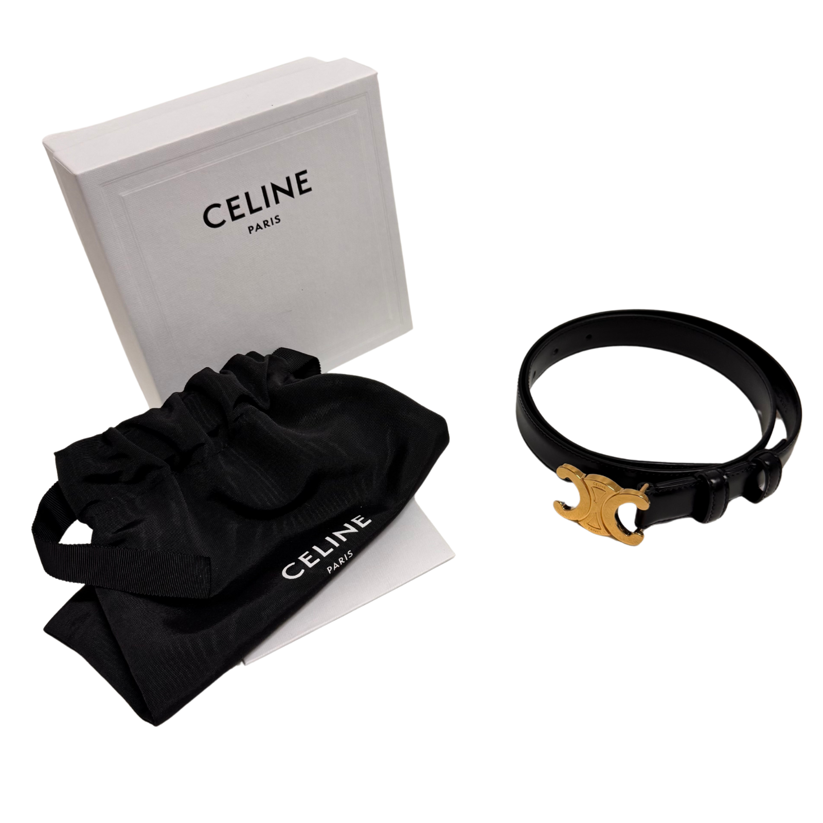 Celine Triomphe Leather Belt Black