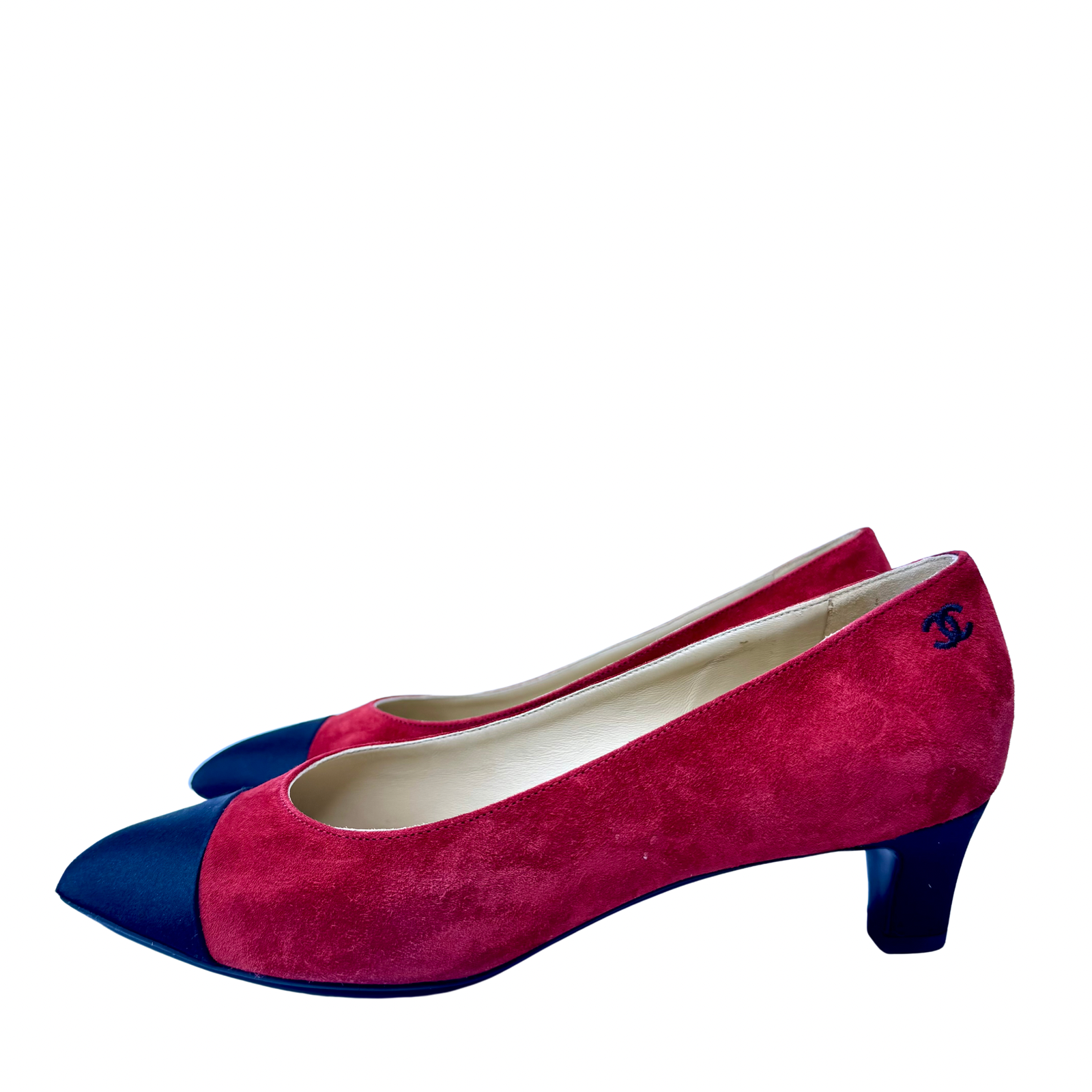 Chanel Suede Satin Cap Toe Gabrielle Ballerina Heels – Size 36.5