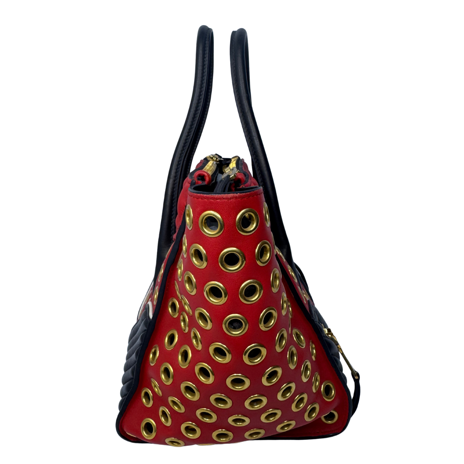 Miu Miu Nappa Biker Bicolor Quilted Leather Bag – Red & Black