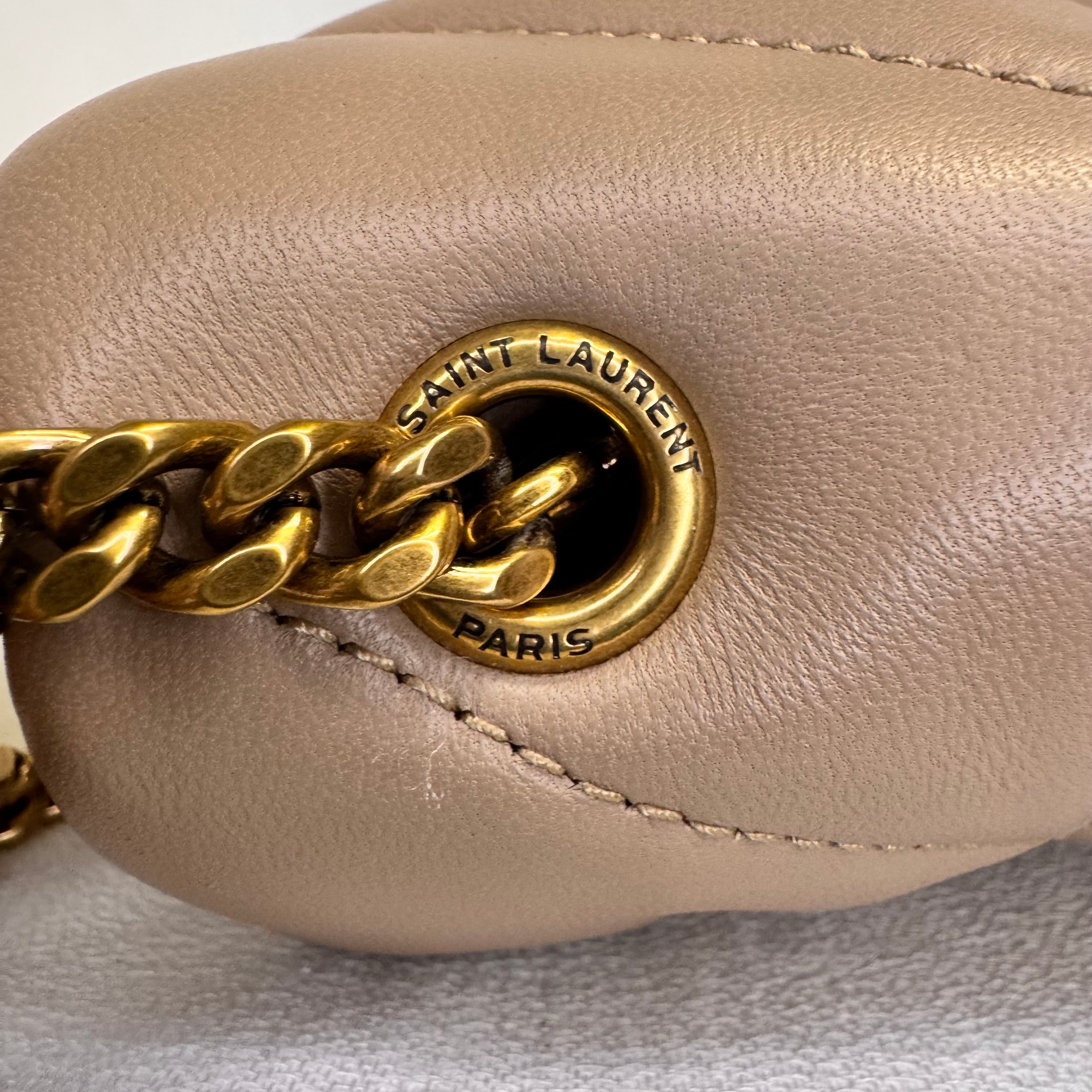 Saint Laurent Lambskin Toy Loulou Puffer Chain Bag – Dark Beige