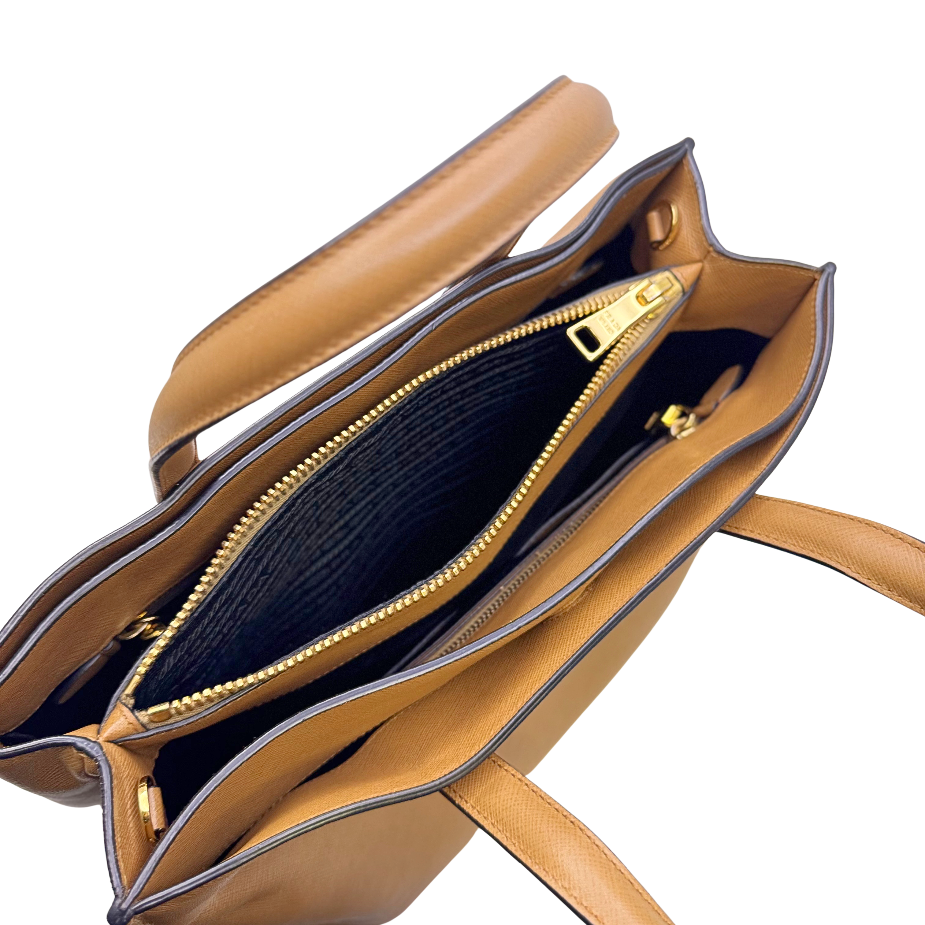 Prada Saffiano Handbag Leather Brown