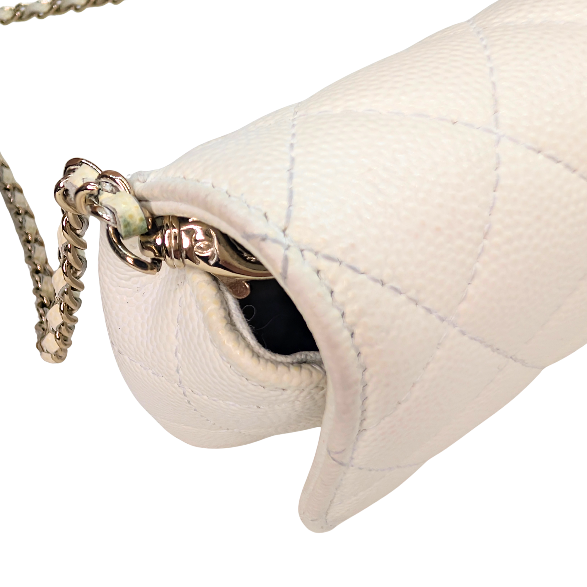 Chanel Sunglasses Quilted Caviar Sunglasses Case Bag White