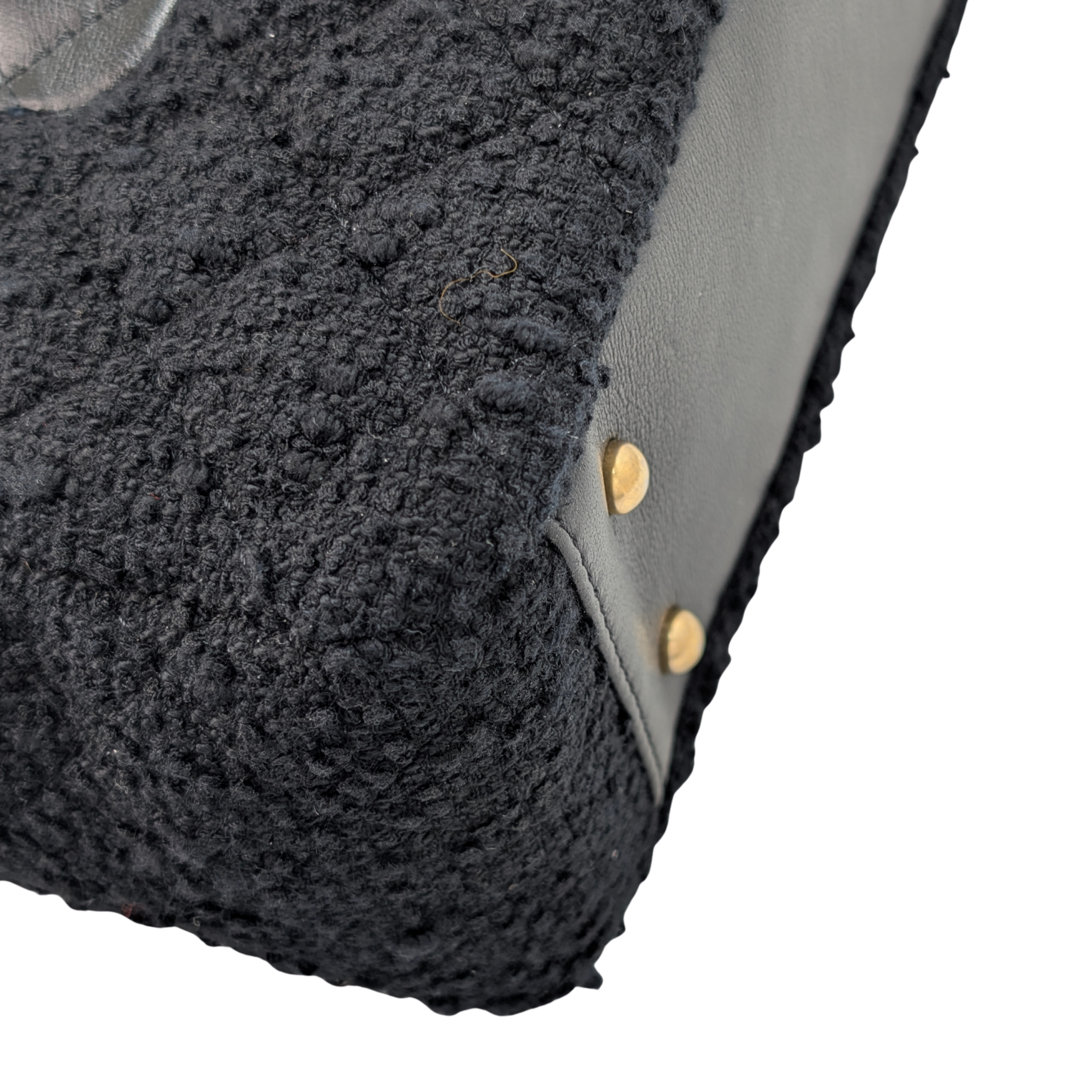 Chanel Top Handle Flap Tweed & Lambskin Bag GHW Black