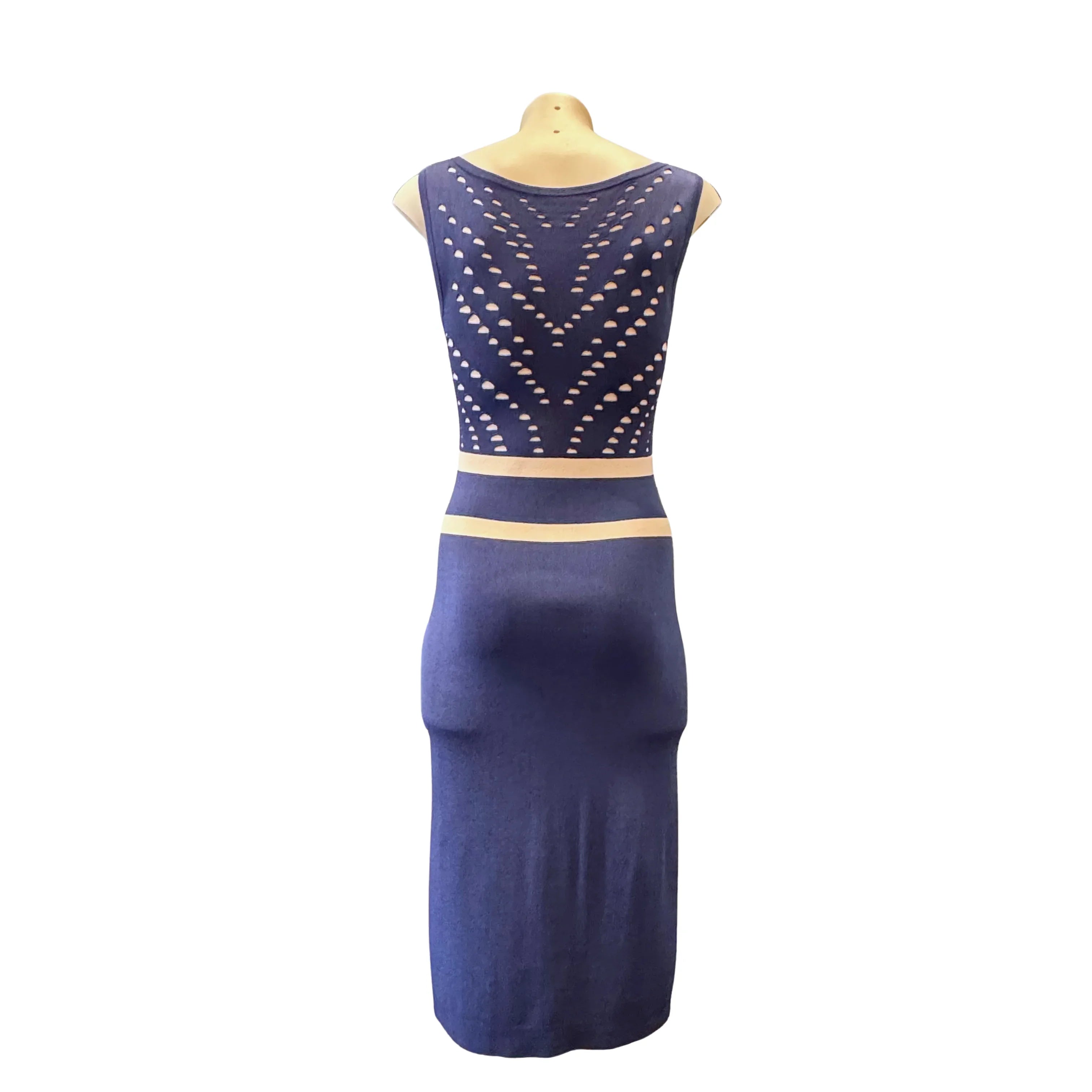 Versace Navy Cut-Out Midi Dress Size 44