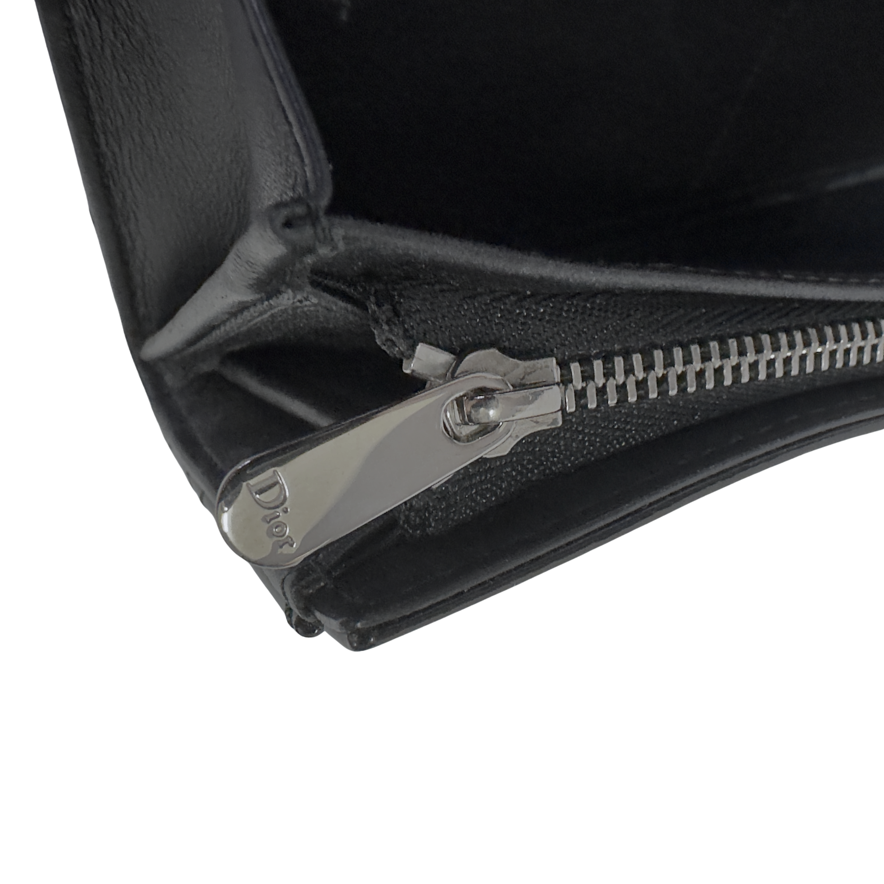 Dior Patent Leather Long Wallet With Chain Black