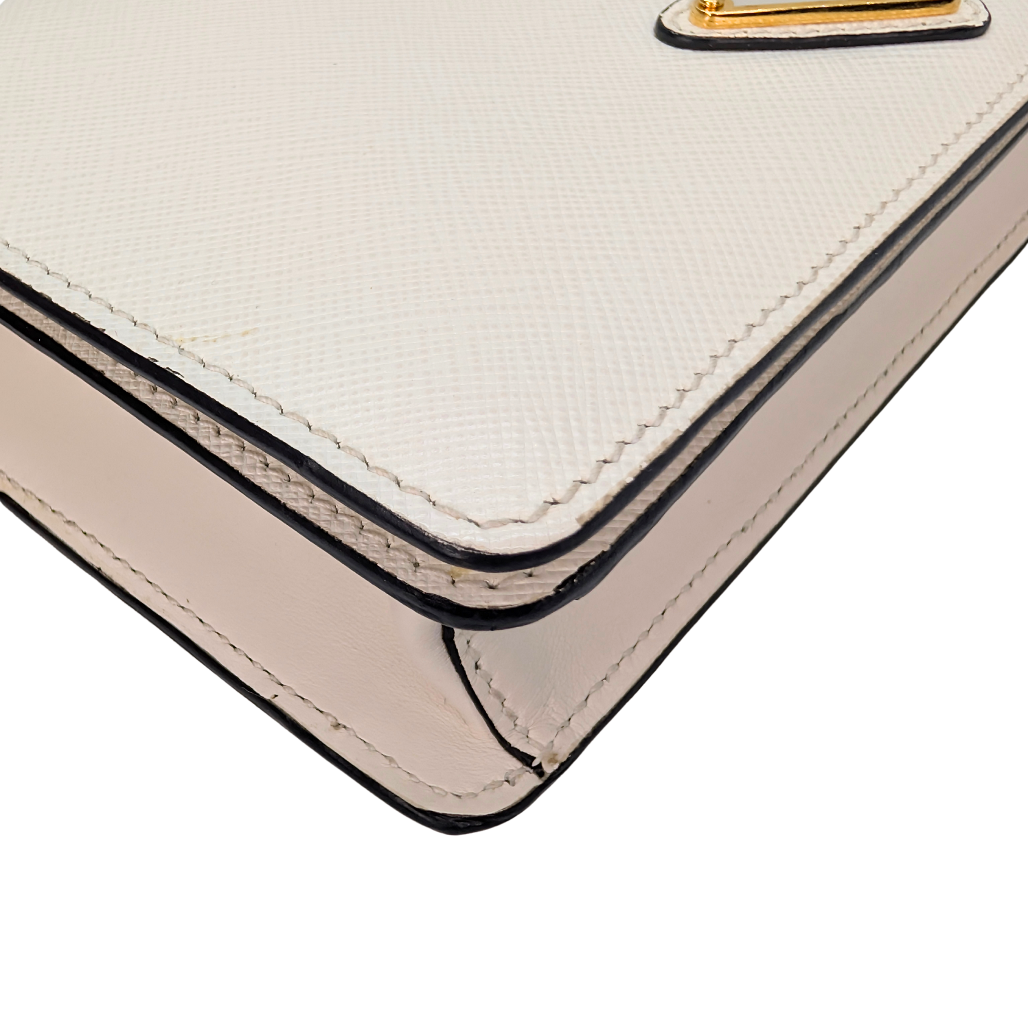 Prada Saffiano White Small Chain Bag White
