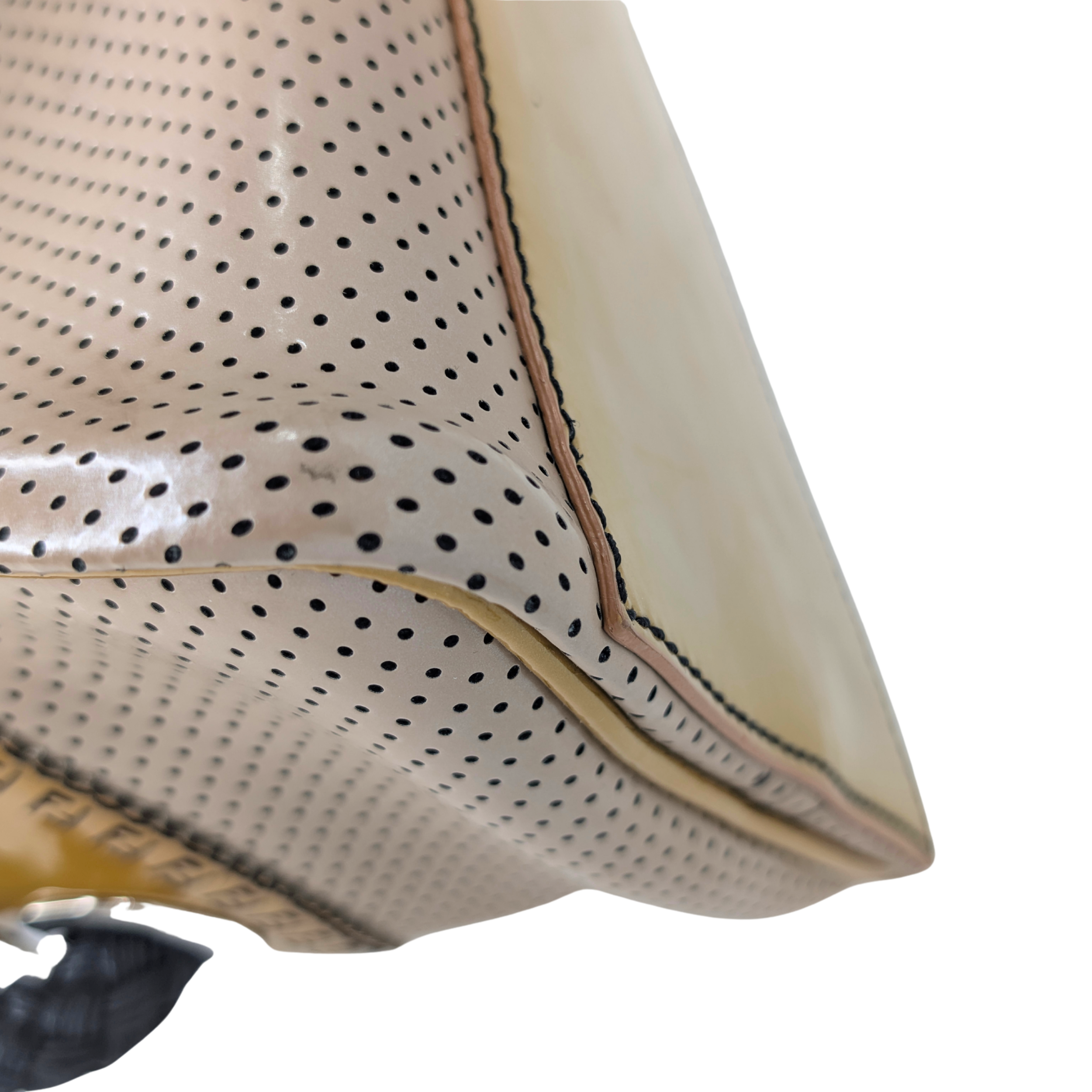 Fendi Perforated Patent Leather De Jour Tote Bag Gold