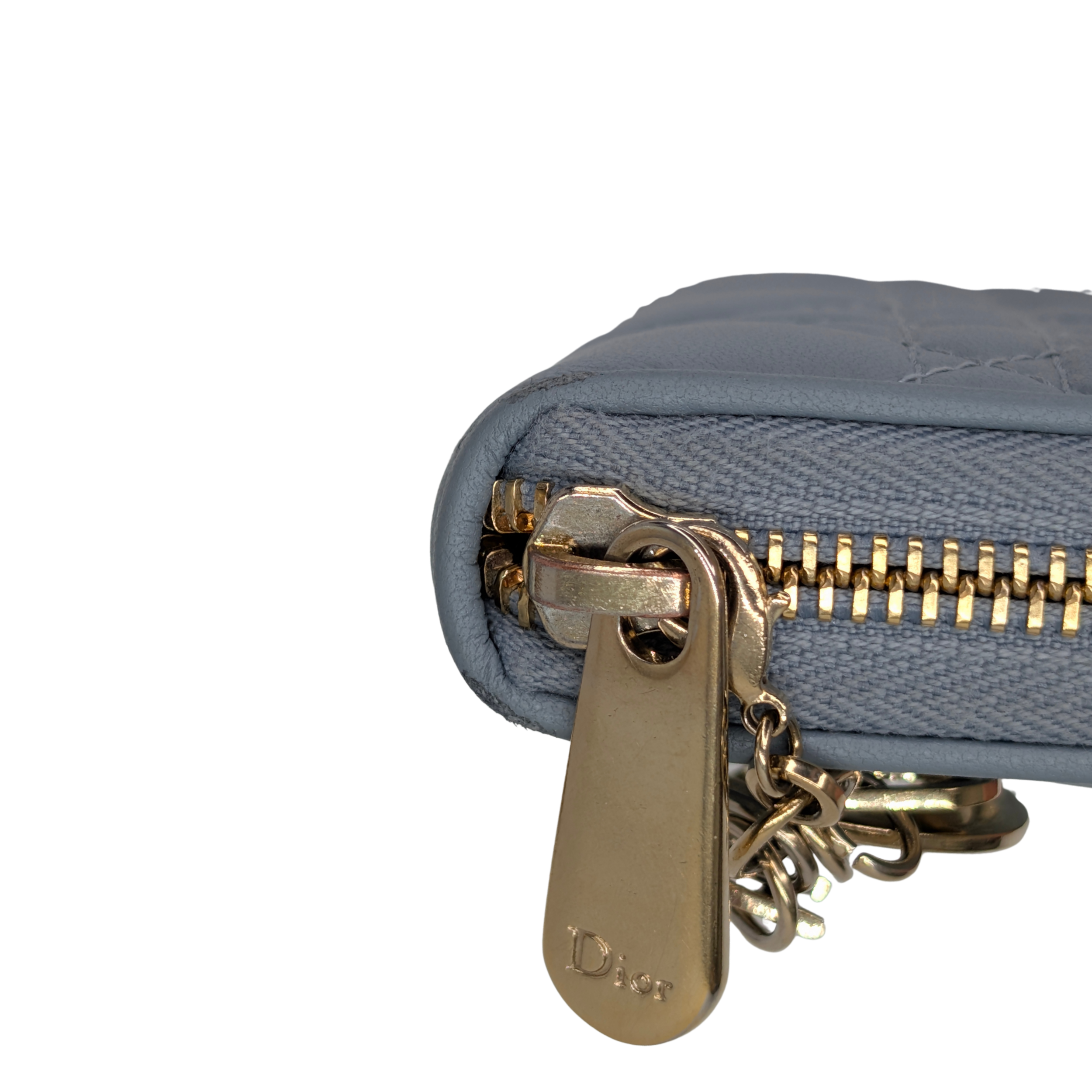 Dior Lady Voyageur Wallet In Cloud Blue Lambskin