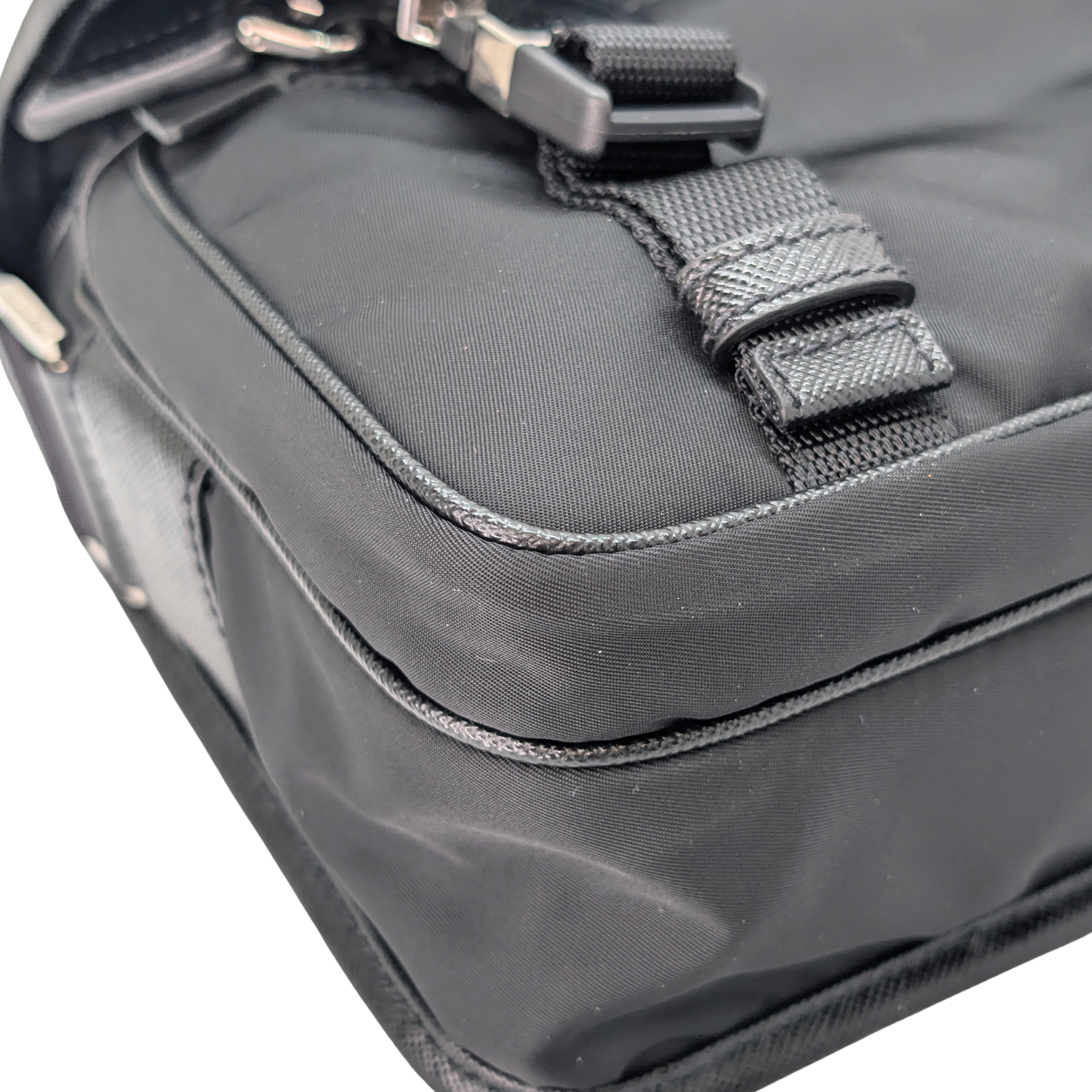 Prada Re-Nylon and Saffiano Leather Shoulder Bag Black