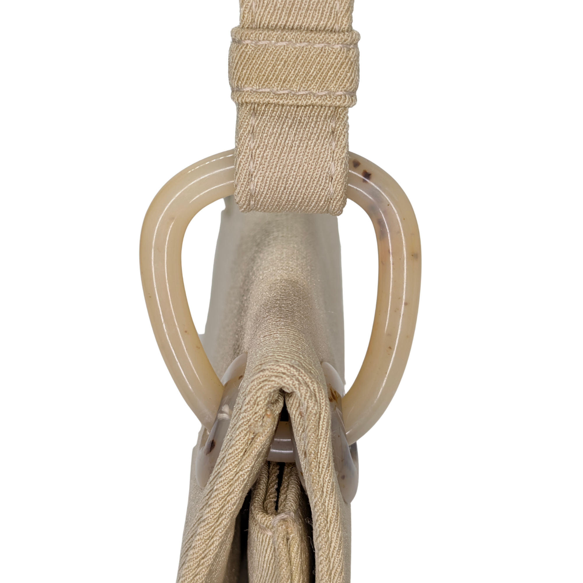 Prada Canvas & Tortoise Shell Shoulder Bag Beige