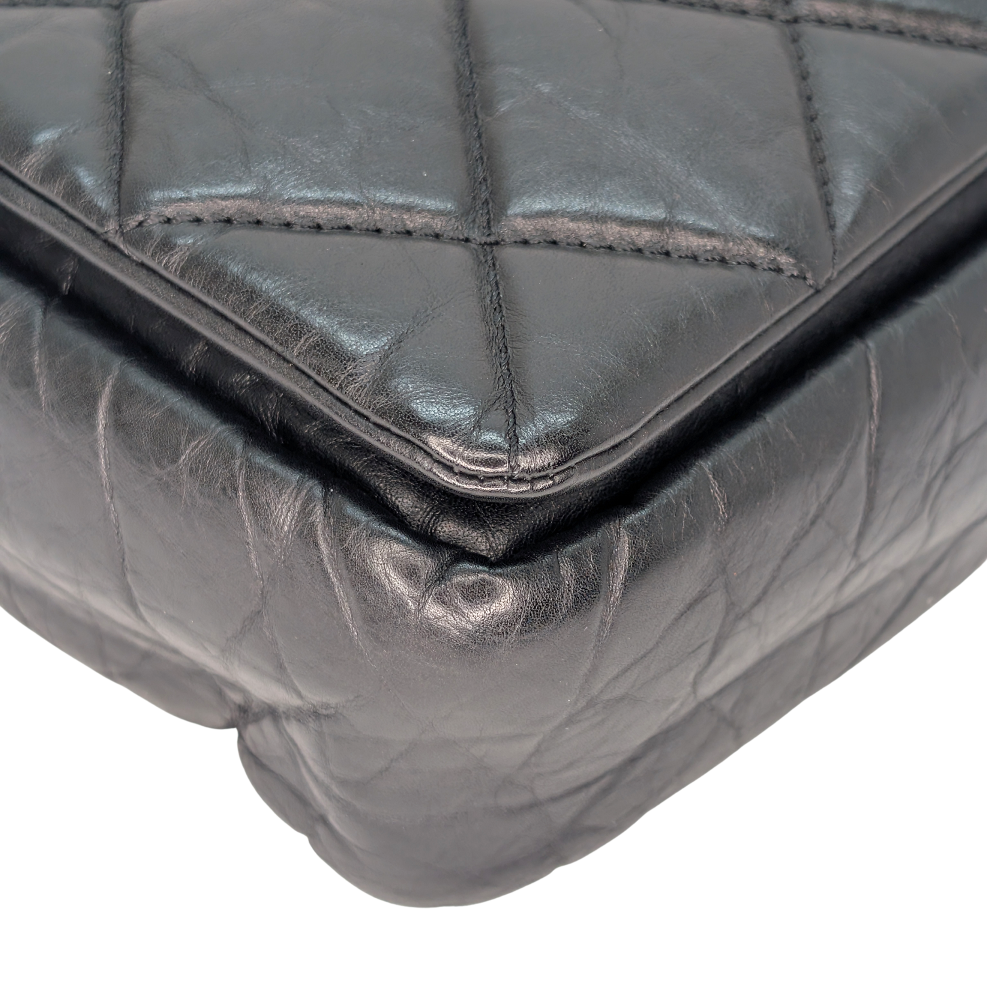 Chanel Pondicherry Flap Medium Handbag Leather Black