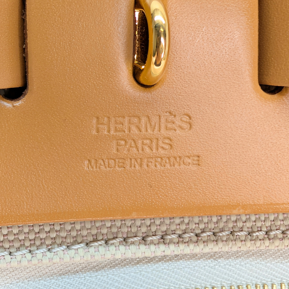 Hermes Herbag 31 Canvas Hunter leather Beton GHW Stamp Z