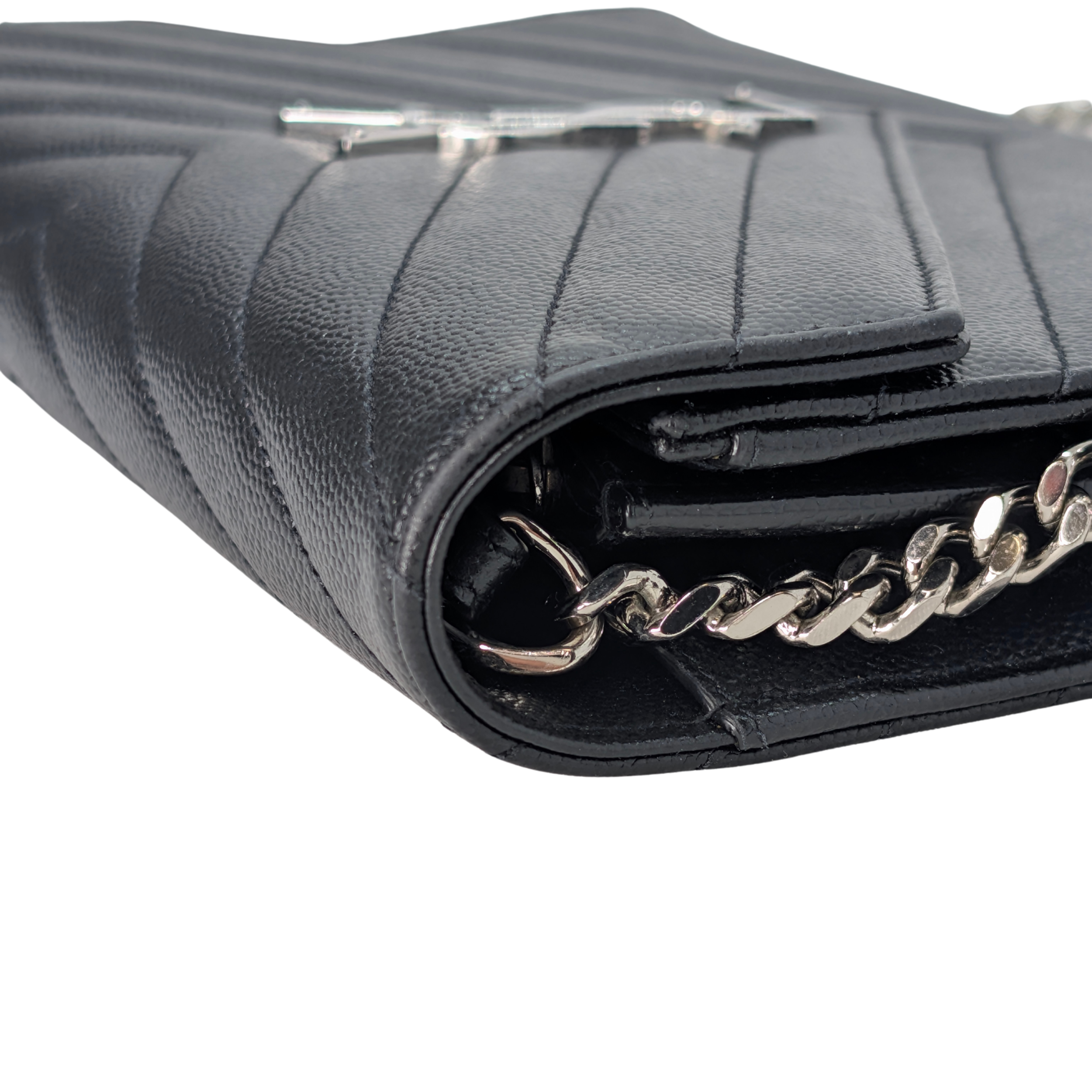Yves Saint Laurent Cassandra Envelope Wallet on Chain Black