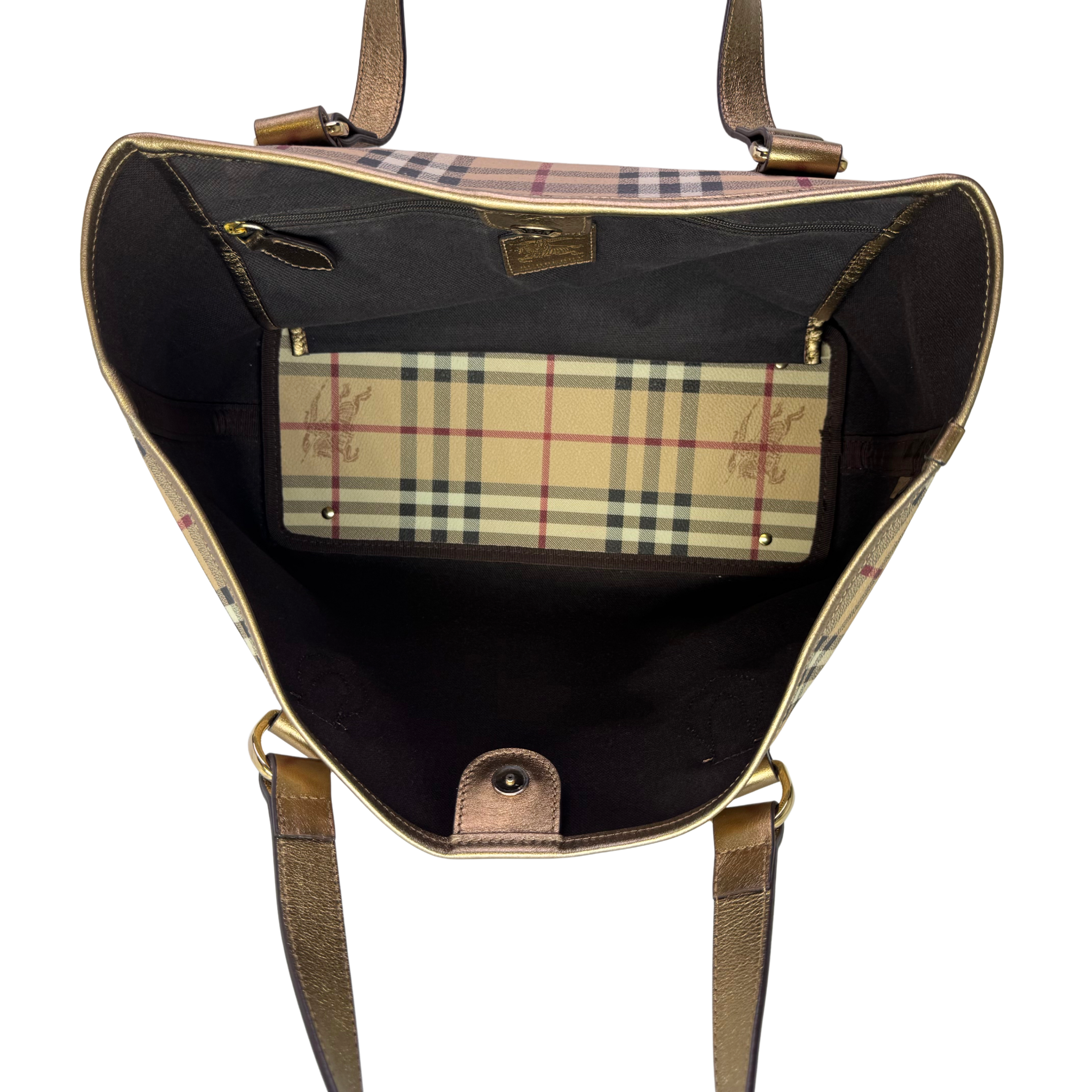 Burberry Medium Haymarket Tote Bag Beige