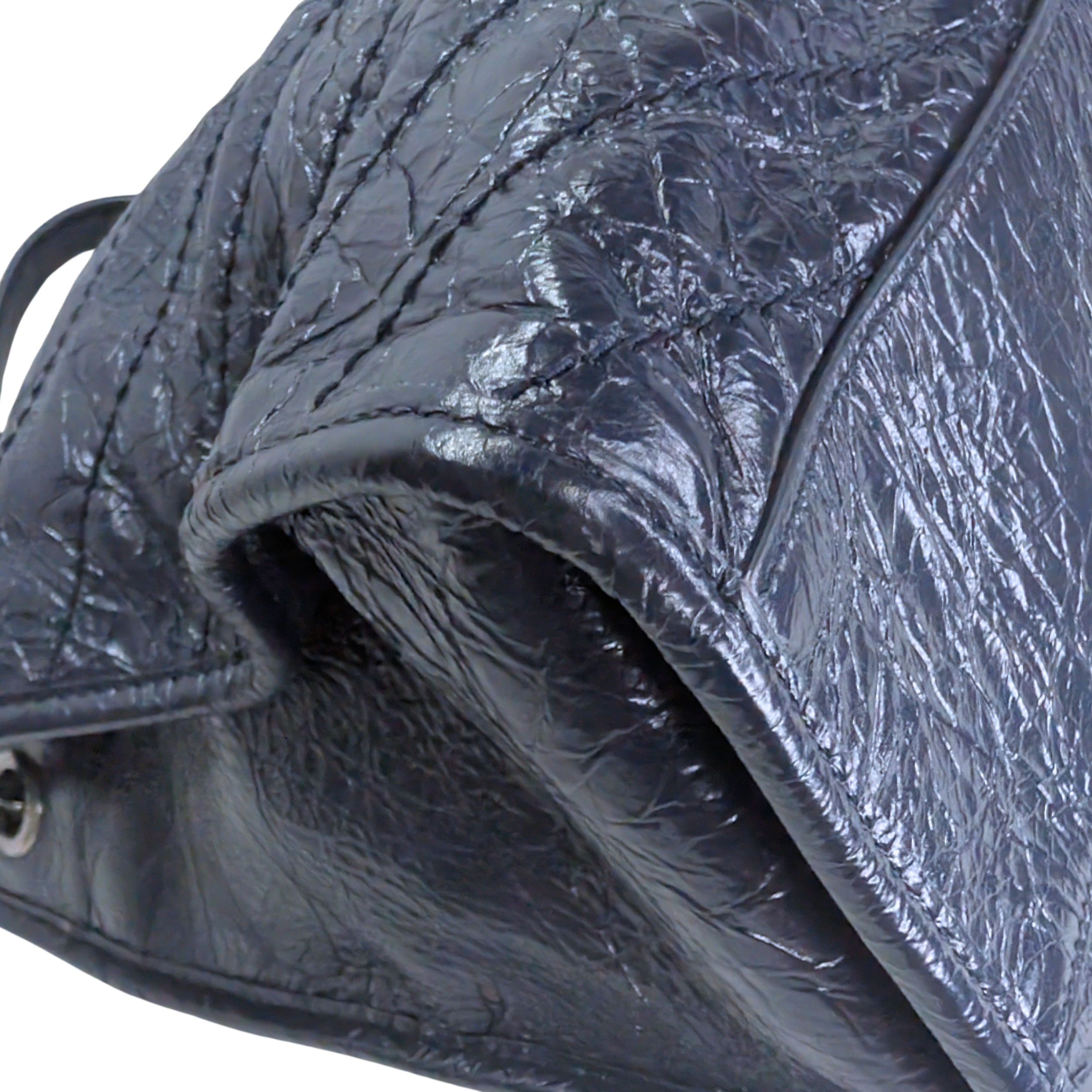 Saint Laurent Crinkled Leather Niki Shopper Tote Navy