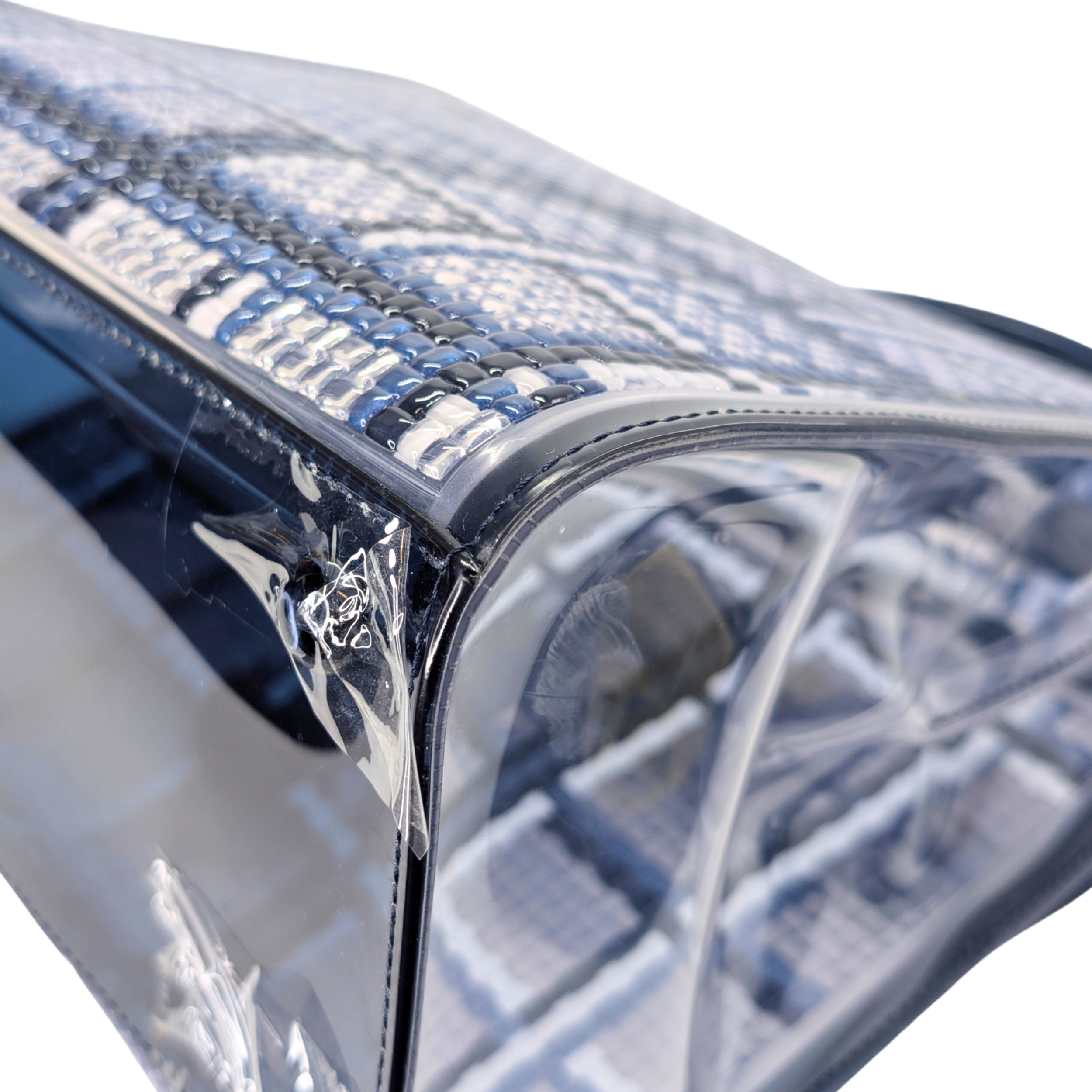 Delvaux Vinyl Gingham The Dreamer MM Brillant Satchel Bag Navy