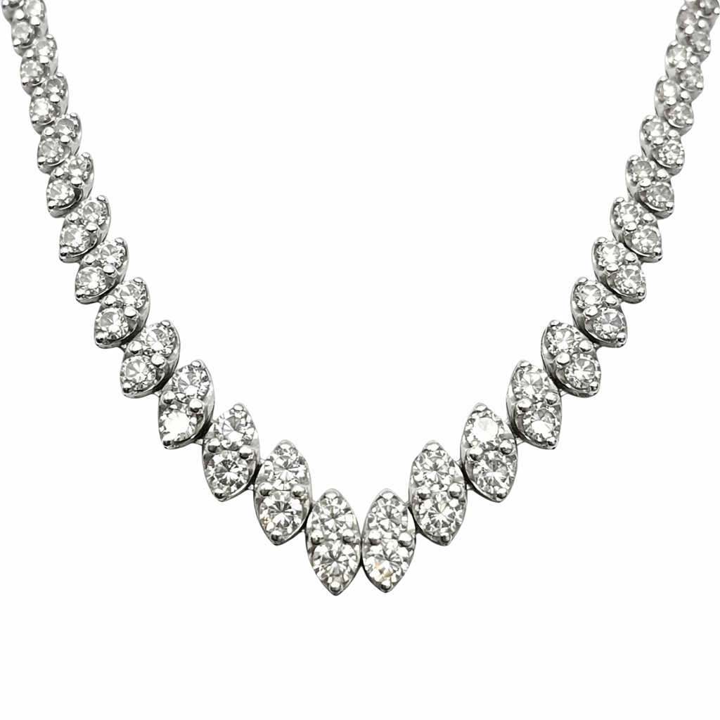 10.0ct Platinum Natural Round Brilliant Diamond Collar Necklace