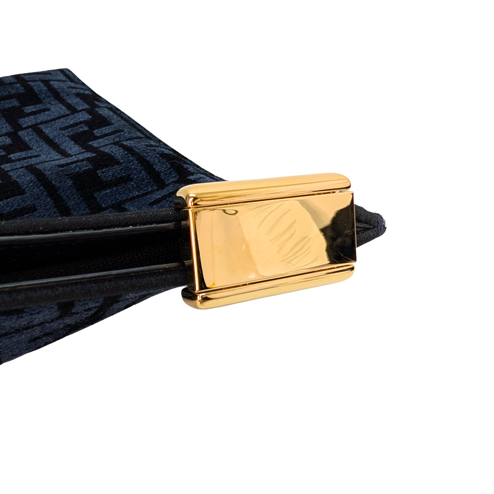 Fendi FF Jacquard Velvet Clutch Bag Navy Blue