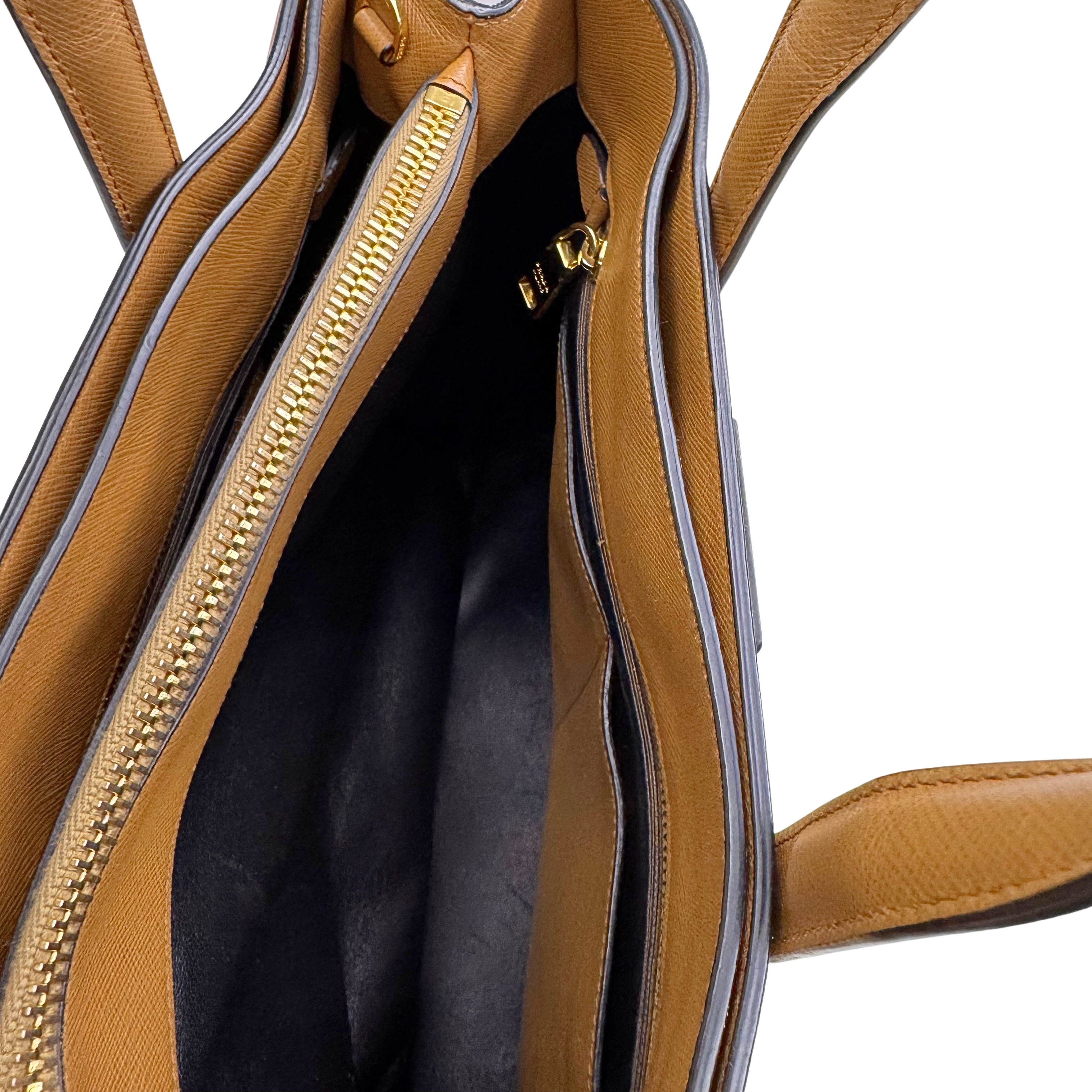 Prada Saffiano Handbag Leather Brown